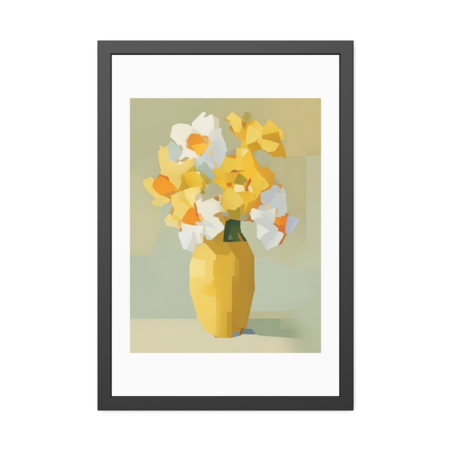 Framed Poster — Yellow Floral Vase Wall Art (Modern Abstract Bouquet)