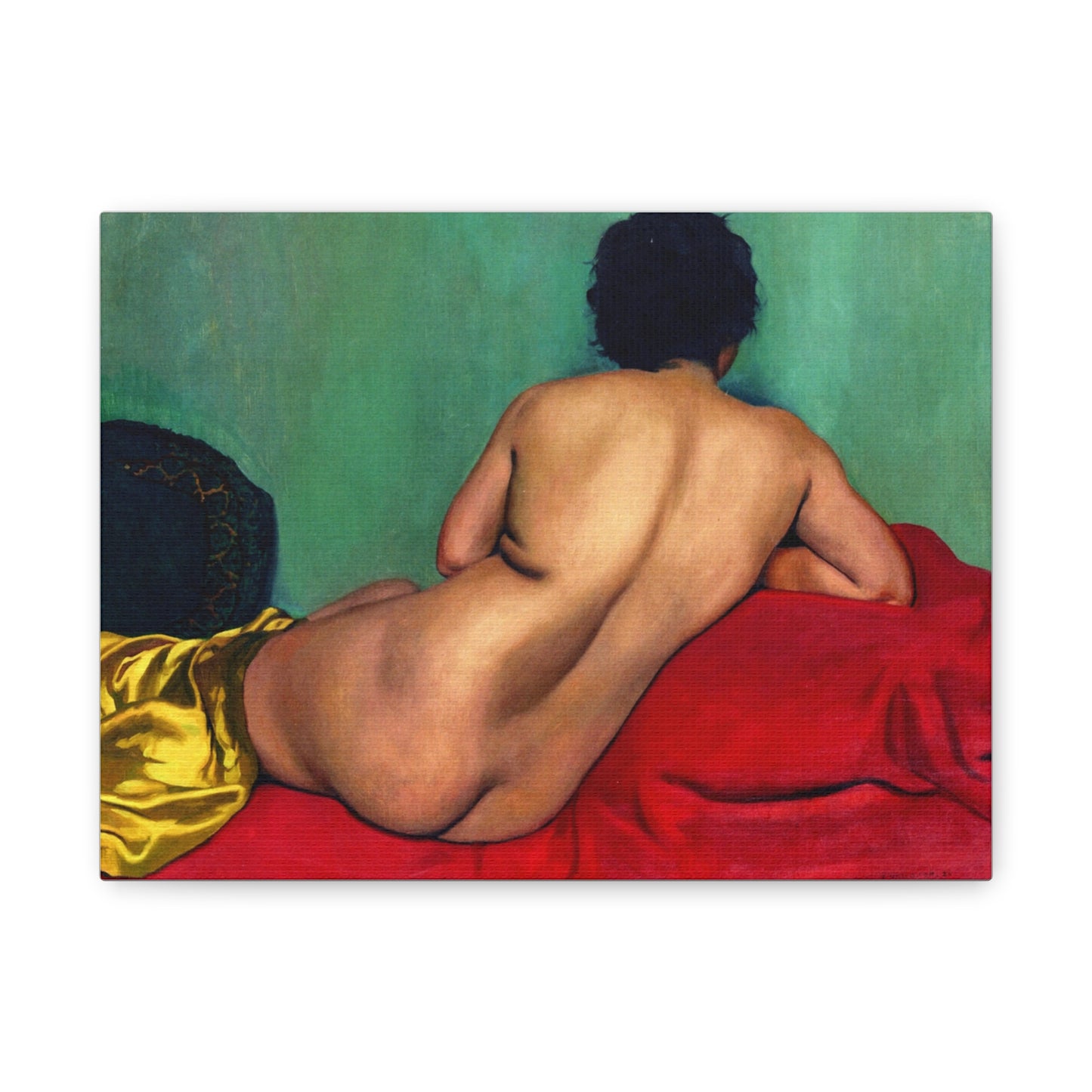 Nu de dos sur un canapé rouge by Félix Vallotton Matte Canvas Wall Art Print