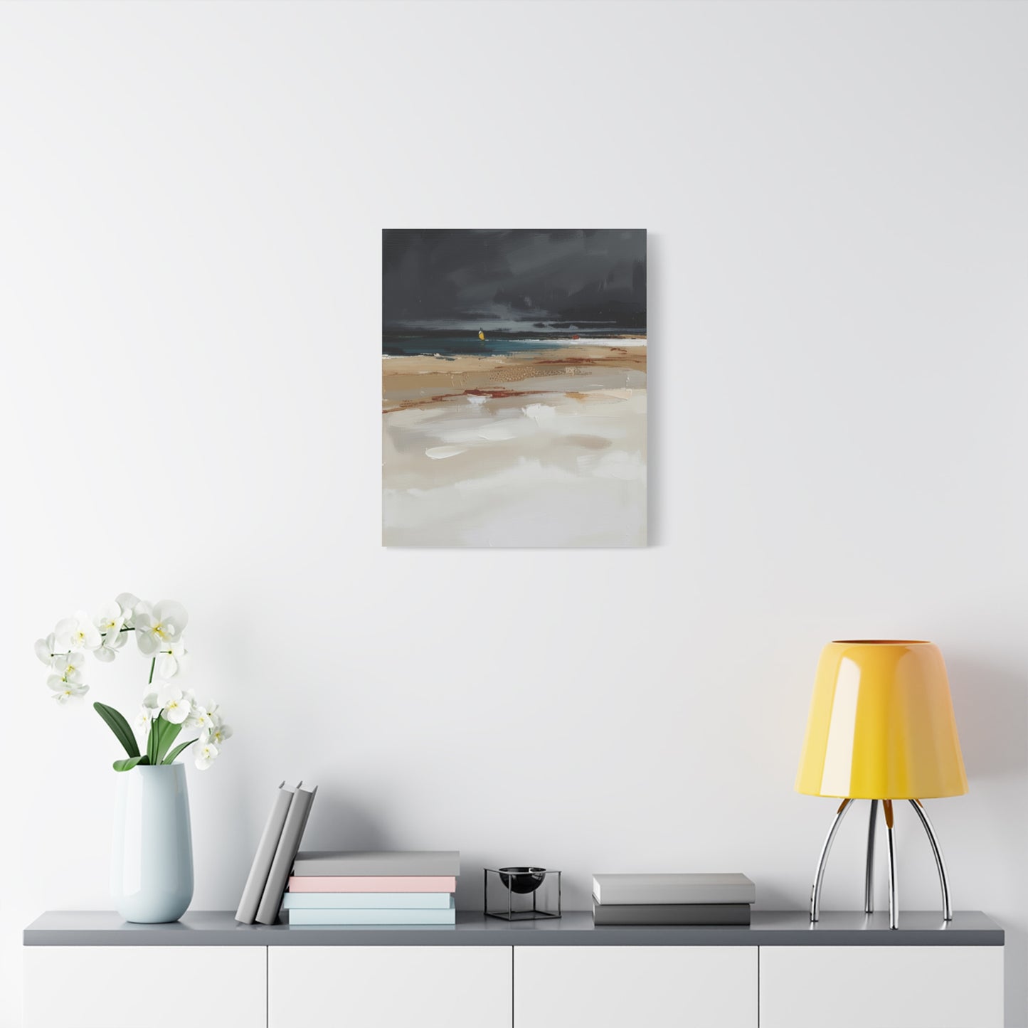 Beachscape Canvas Art — Stormy Seascape Matte Stretched Wall Art