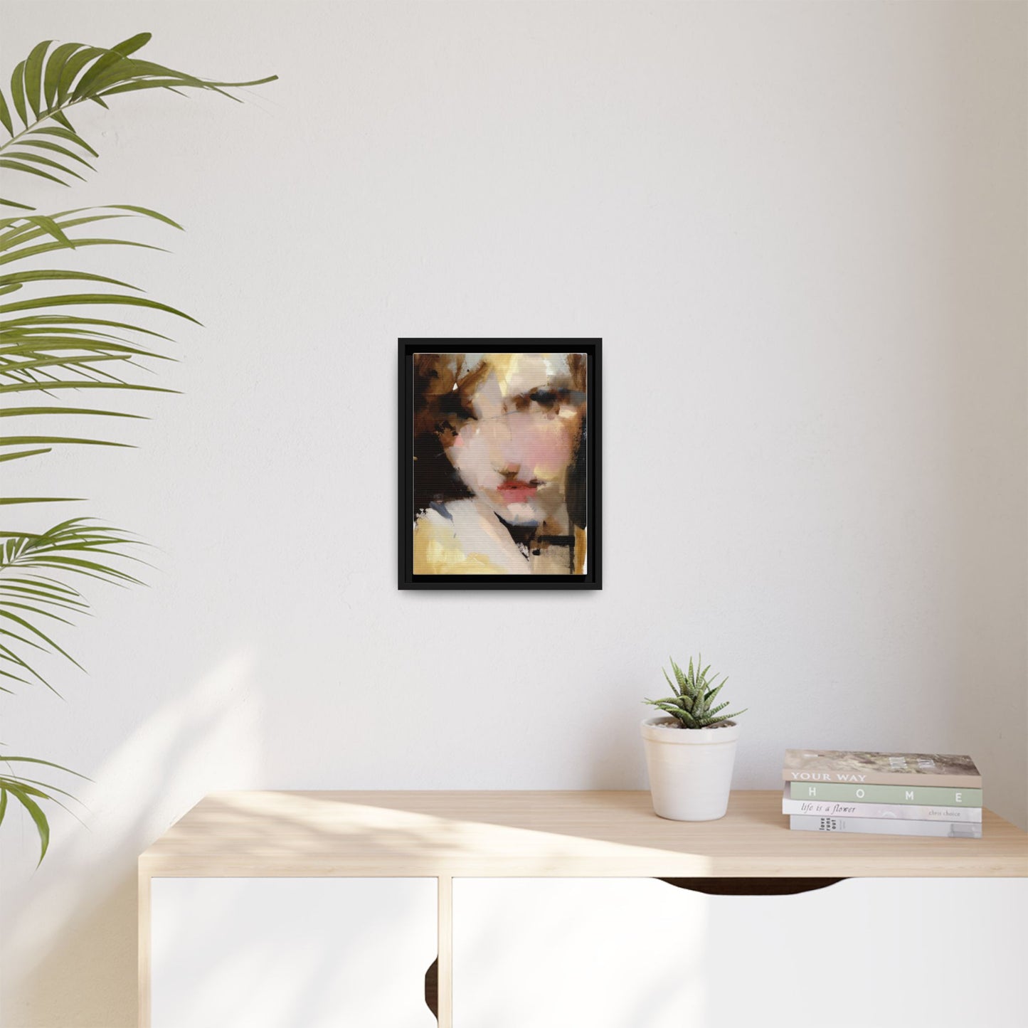 Abstract Portrait Matte Canvas Framed Print — Modern Feminine Wall Art