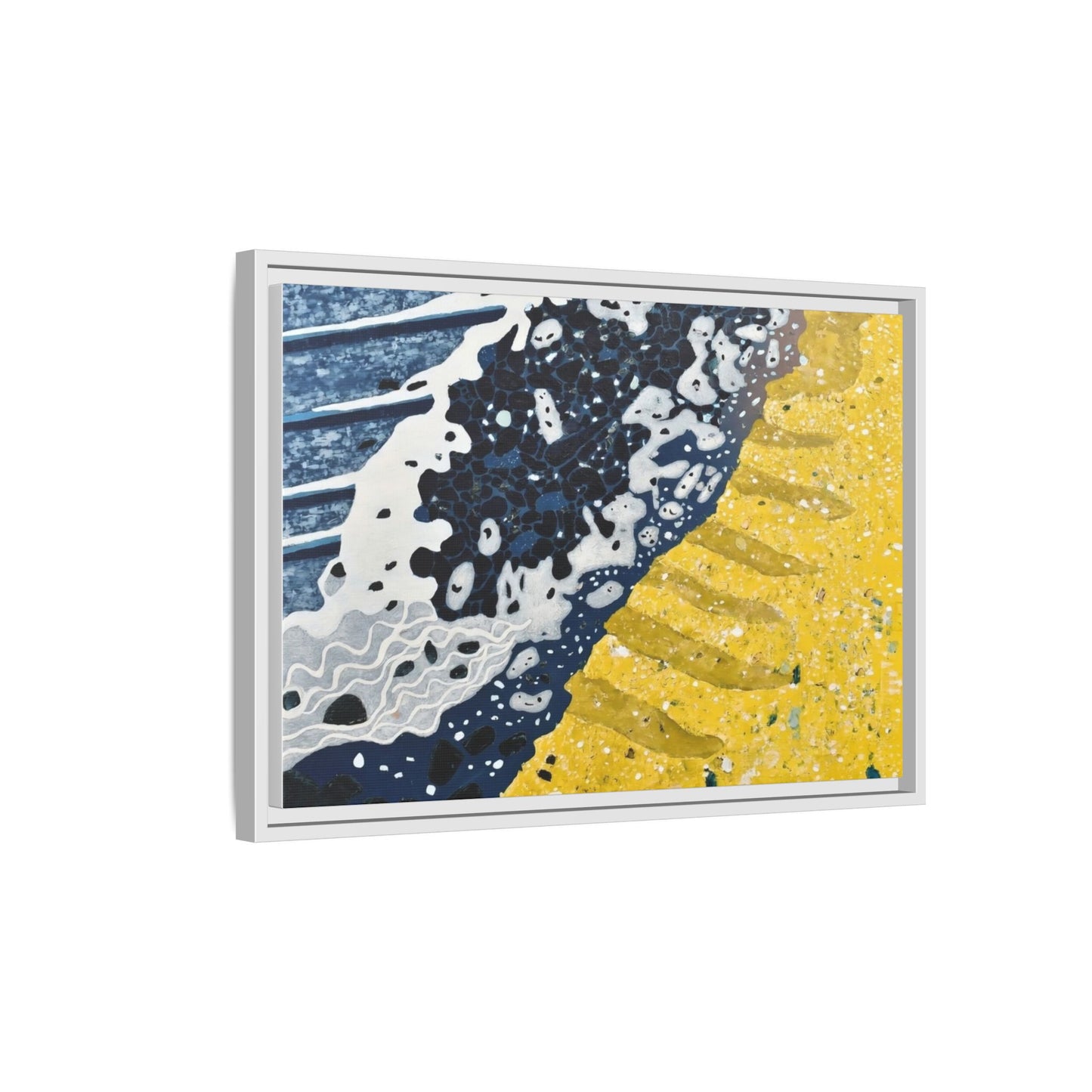 Framed Abstract Ocean & Sand Matte Canvas Print