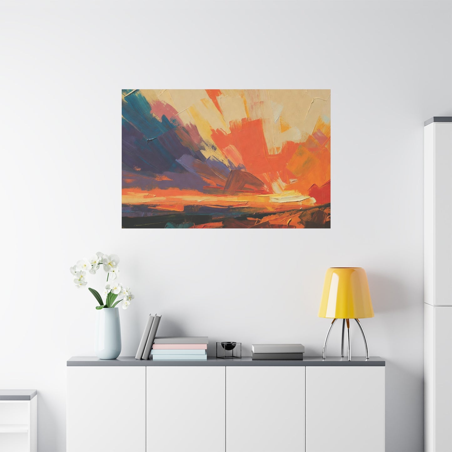 Abstract Sunset Landscape Canvas Print — Matte Stretched Wall Art