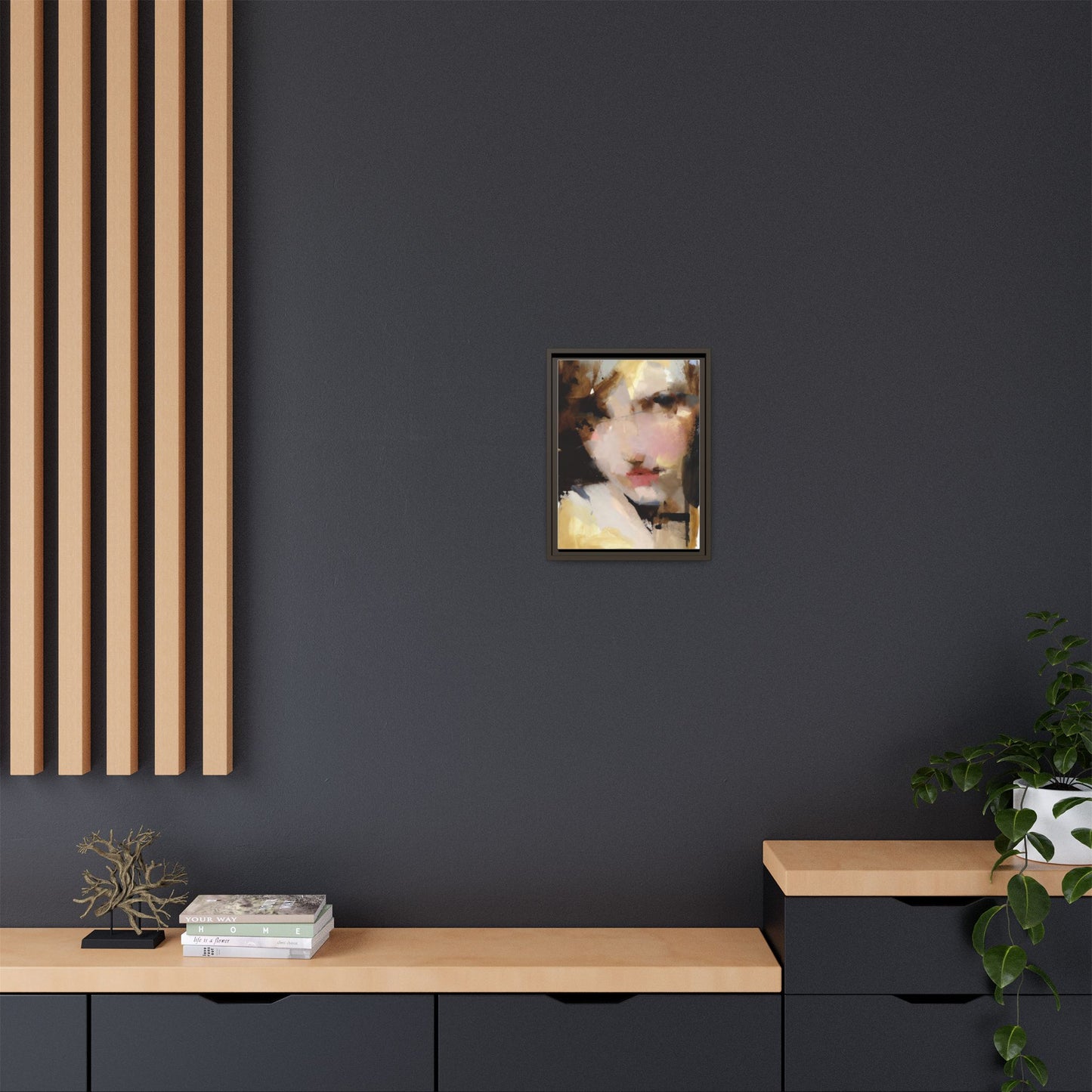 Abstract Portrait Matte Canvas Framed Print — Modern Feminine Wall Art