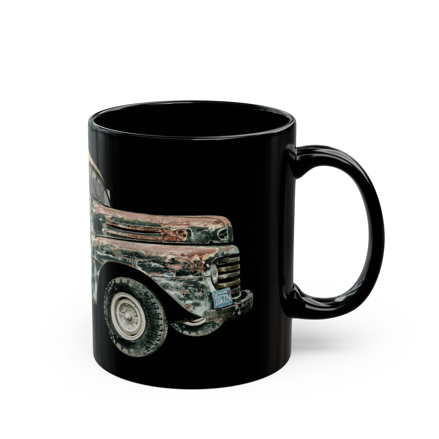 Vintage Rusty Truck Black Coffee Mug — Retro Classic Pickup Gift