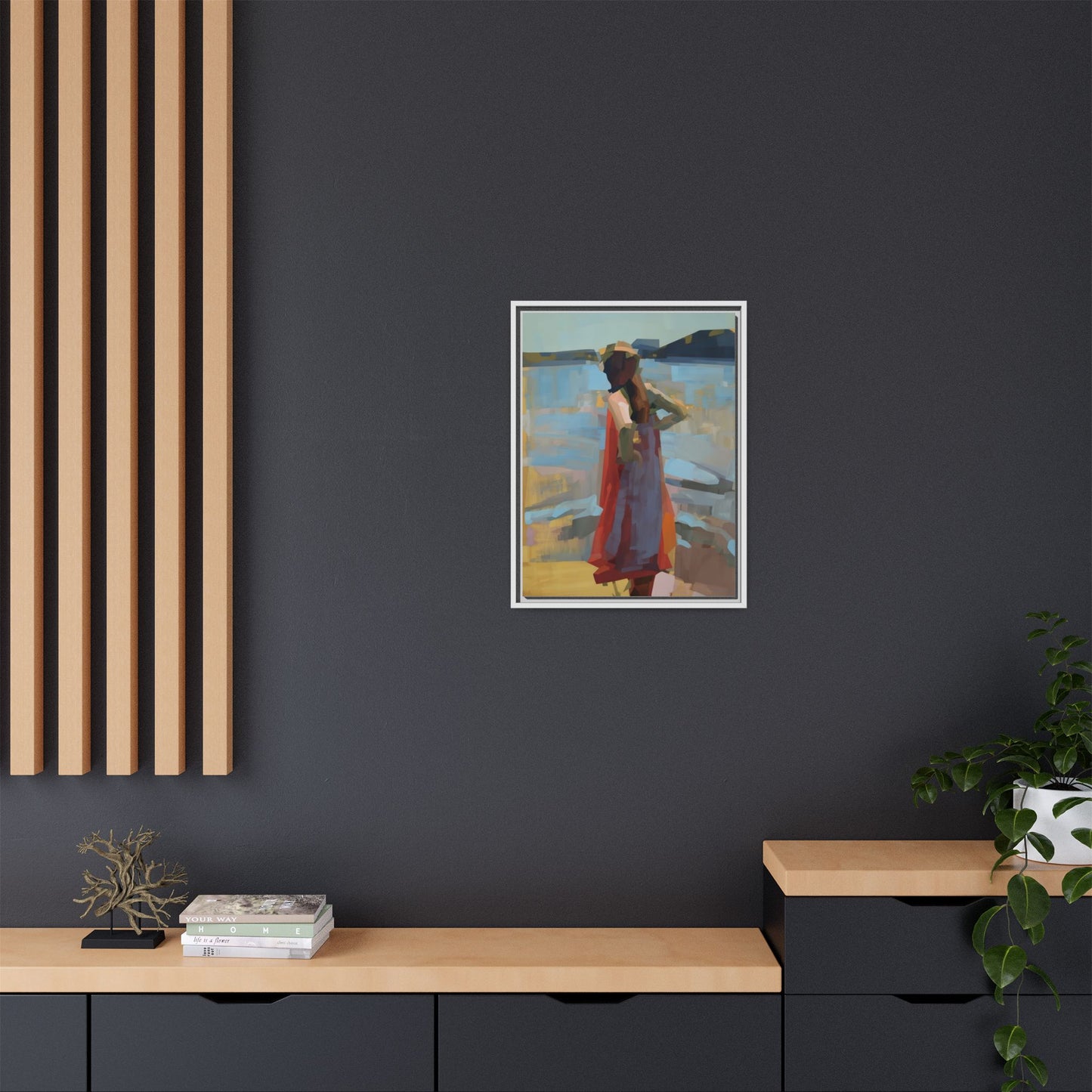 Framed Matte Canvas Print — Coastal Woman Abstract Art