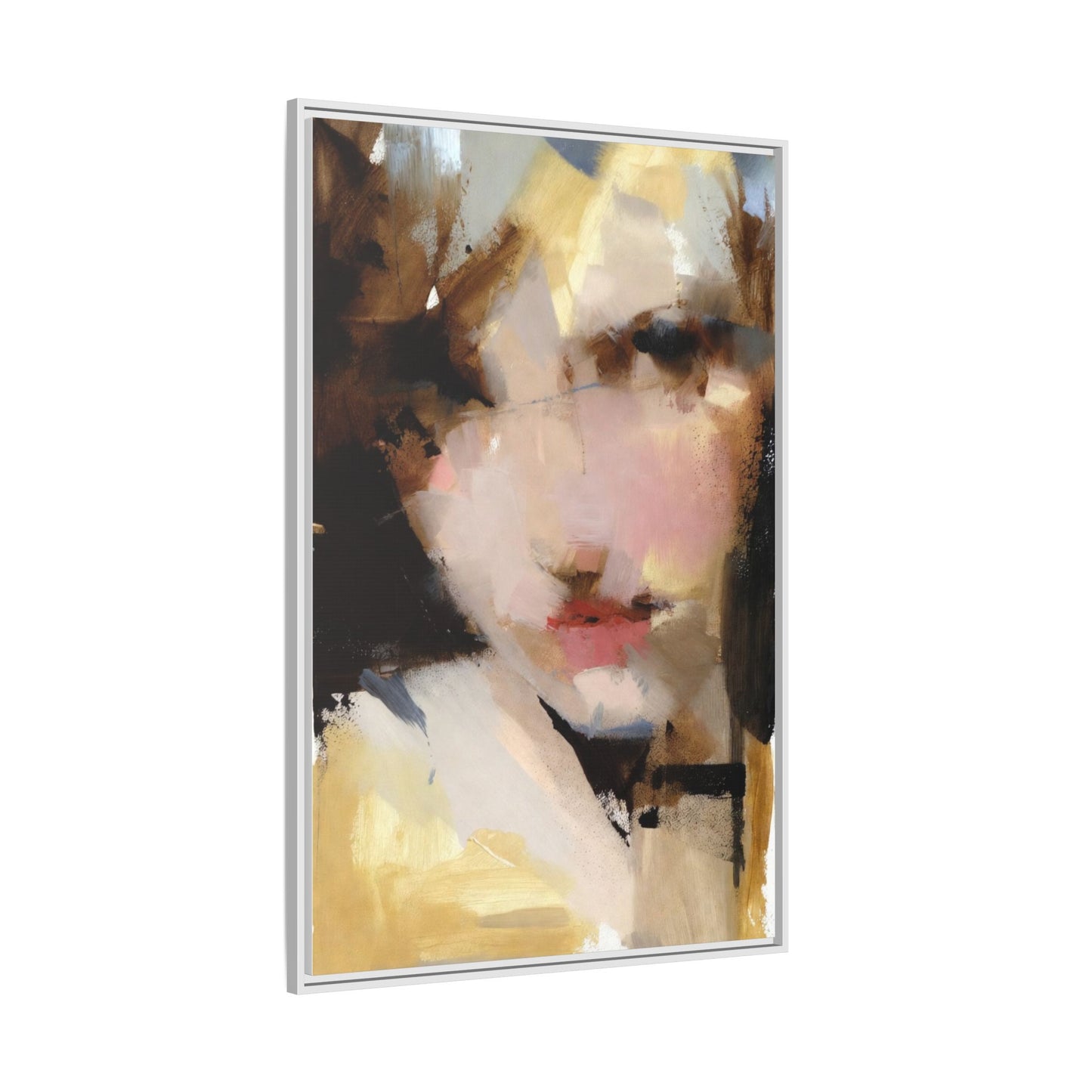Abstract Portrait Matte Canvas Framed Print — Modern Feminine Wall Art