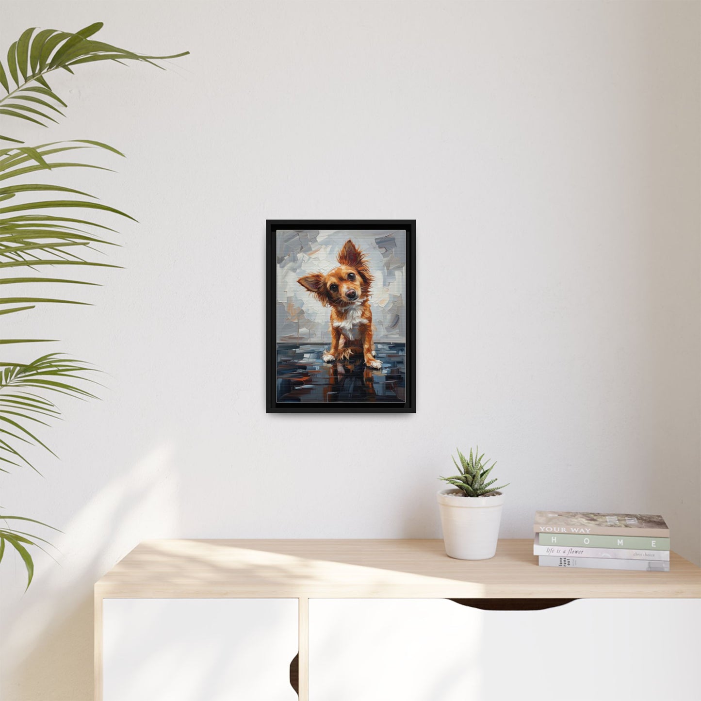 Framed Matte Canvas Print — Playful Brown Dog Portrait