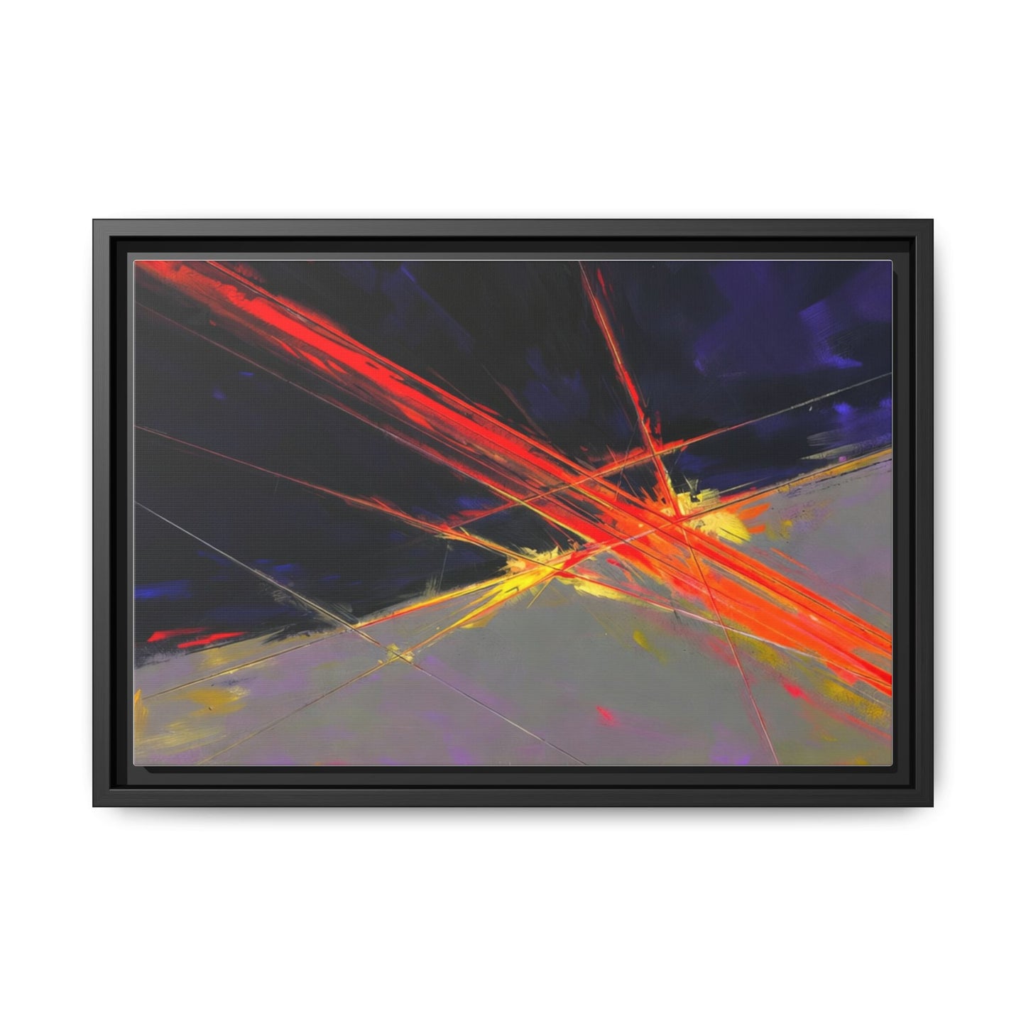 Abstract Red Streaks Framed Matte Canvas Art — Modern Multi‑Color Wall Decor