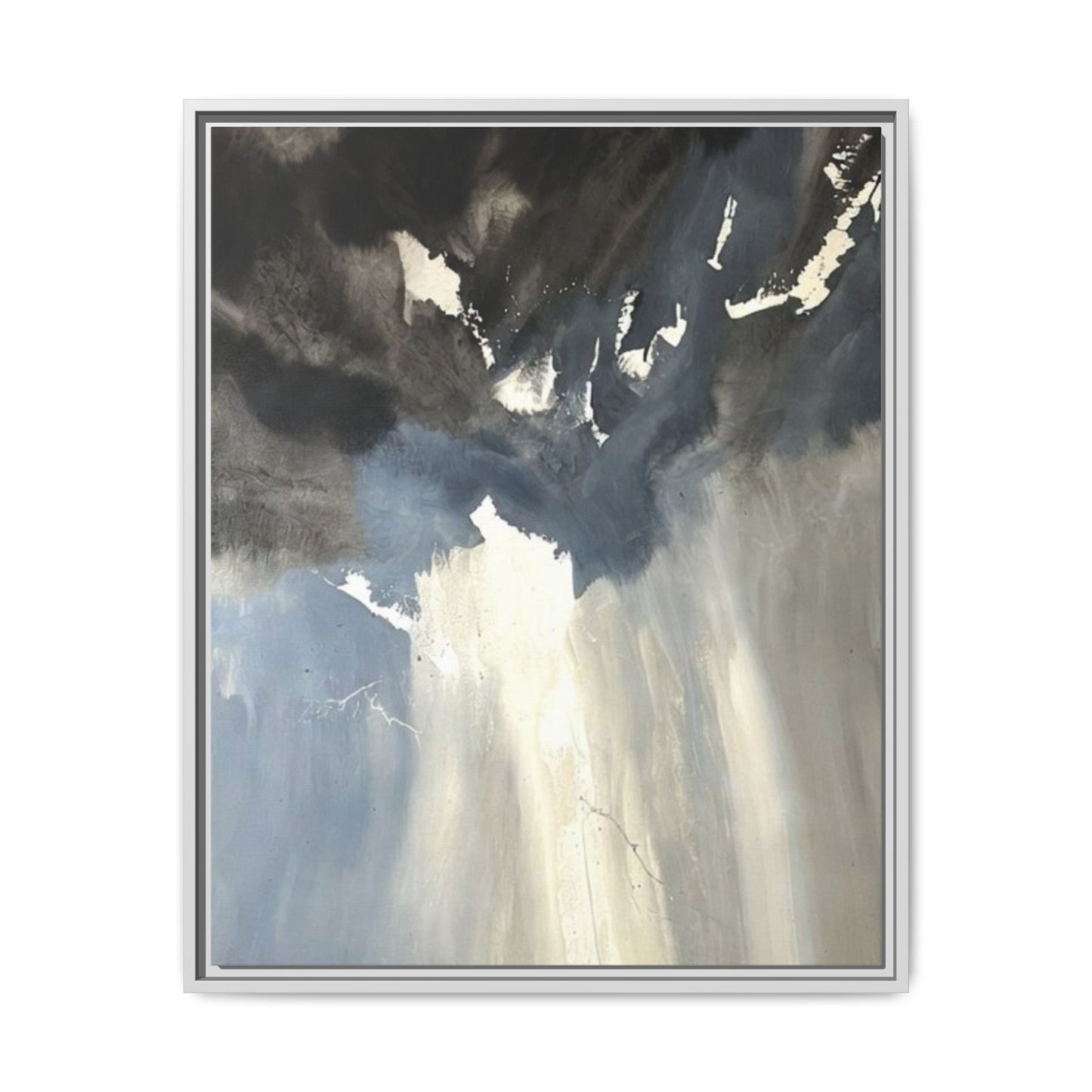 Framed Matte Canvas Art — Moody Abstract Sky Painting