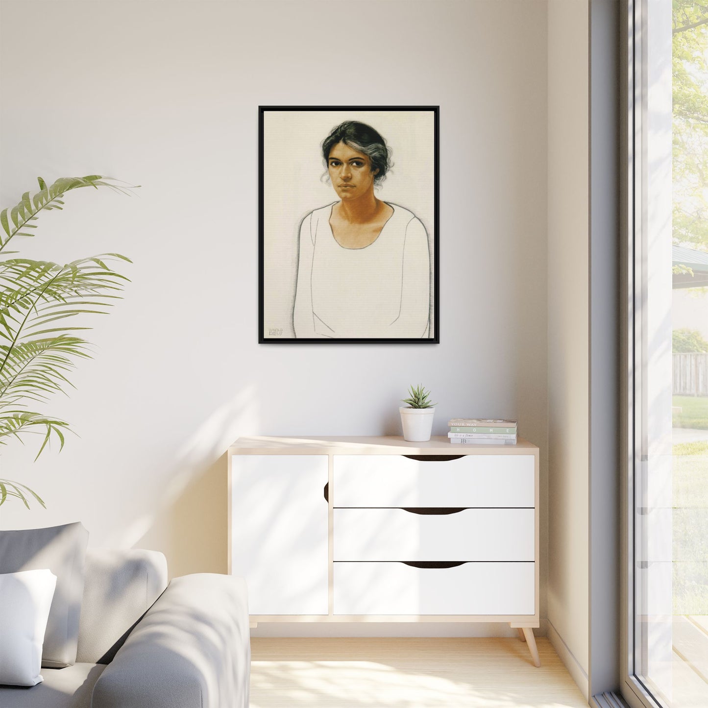 Portrait of a Woman by Winold Reiss Framed Matte Canvas Portrait Print