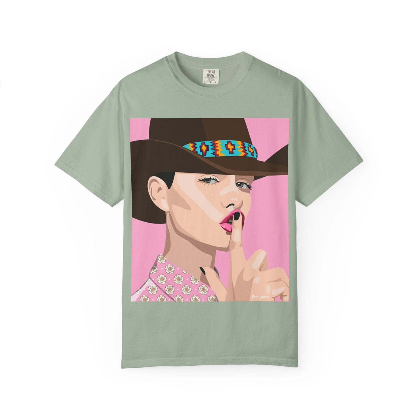 Cowgirl Pop Art T-Shirt — Pink 'Shh' Graphic Tee