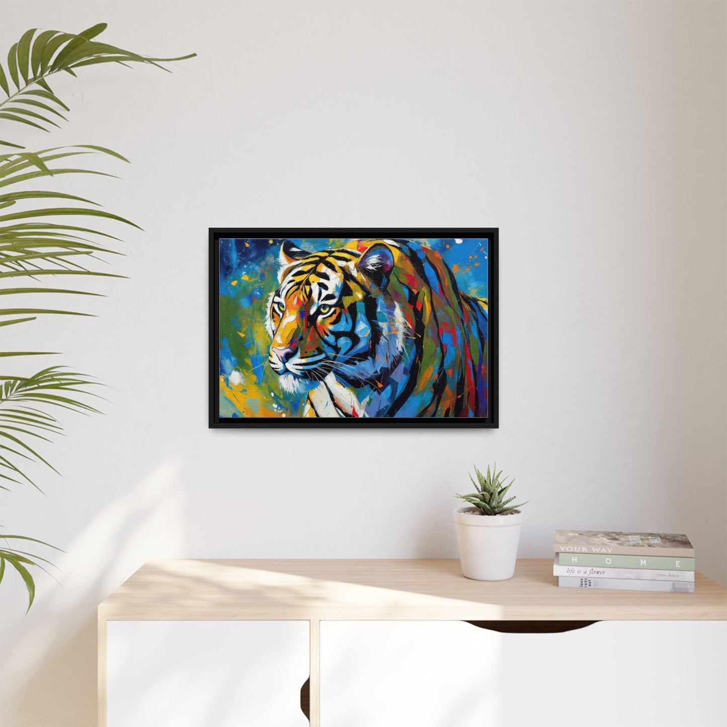 Colorful Tiger Matte Canvas Framed Art — Vibrant Wildlife Wall Decor