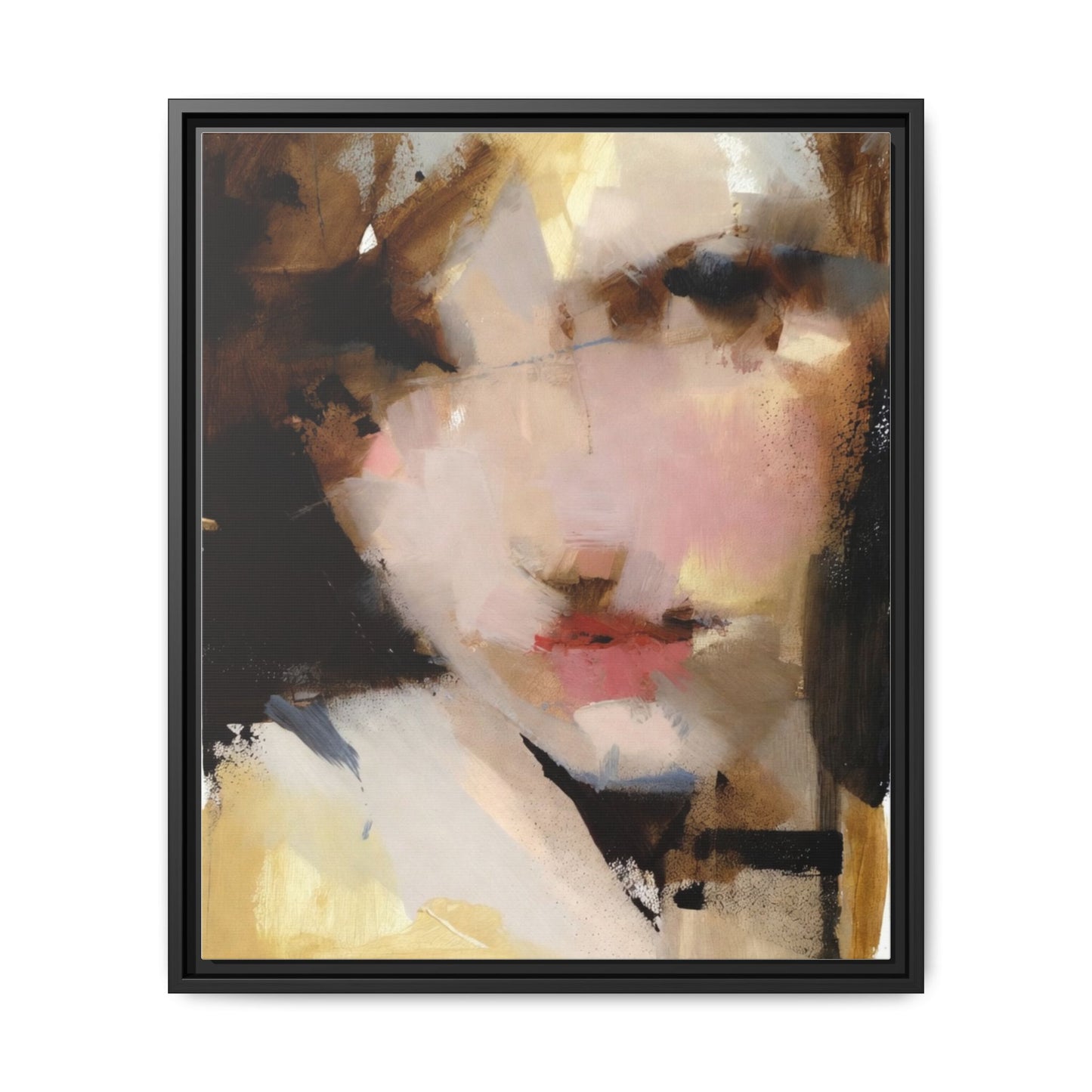 Abstract Portrait Matte Canvas Framed Print — Modern Feminine Wall Art