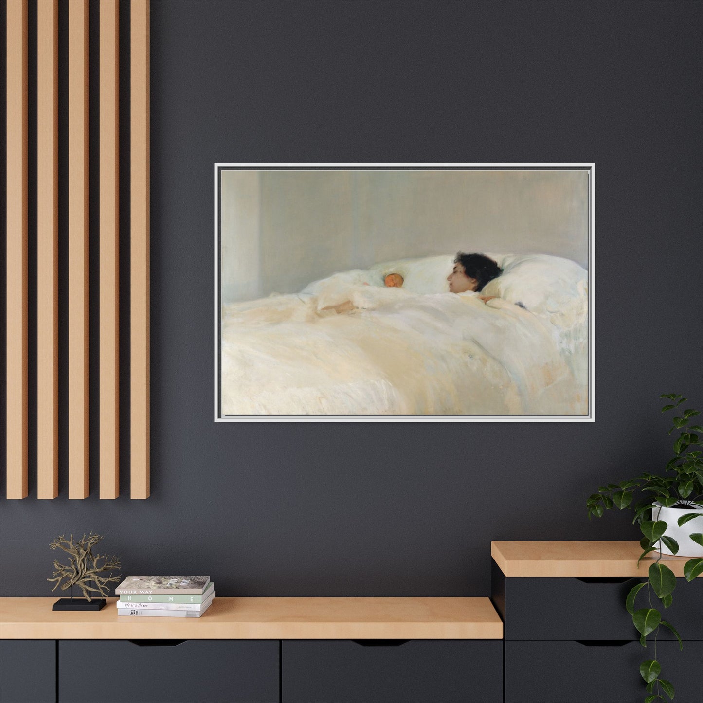 Mother by Joaquin Sorolla y Bastida Framed Matte Canvas Wall Art Print