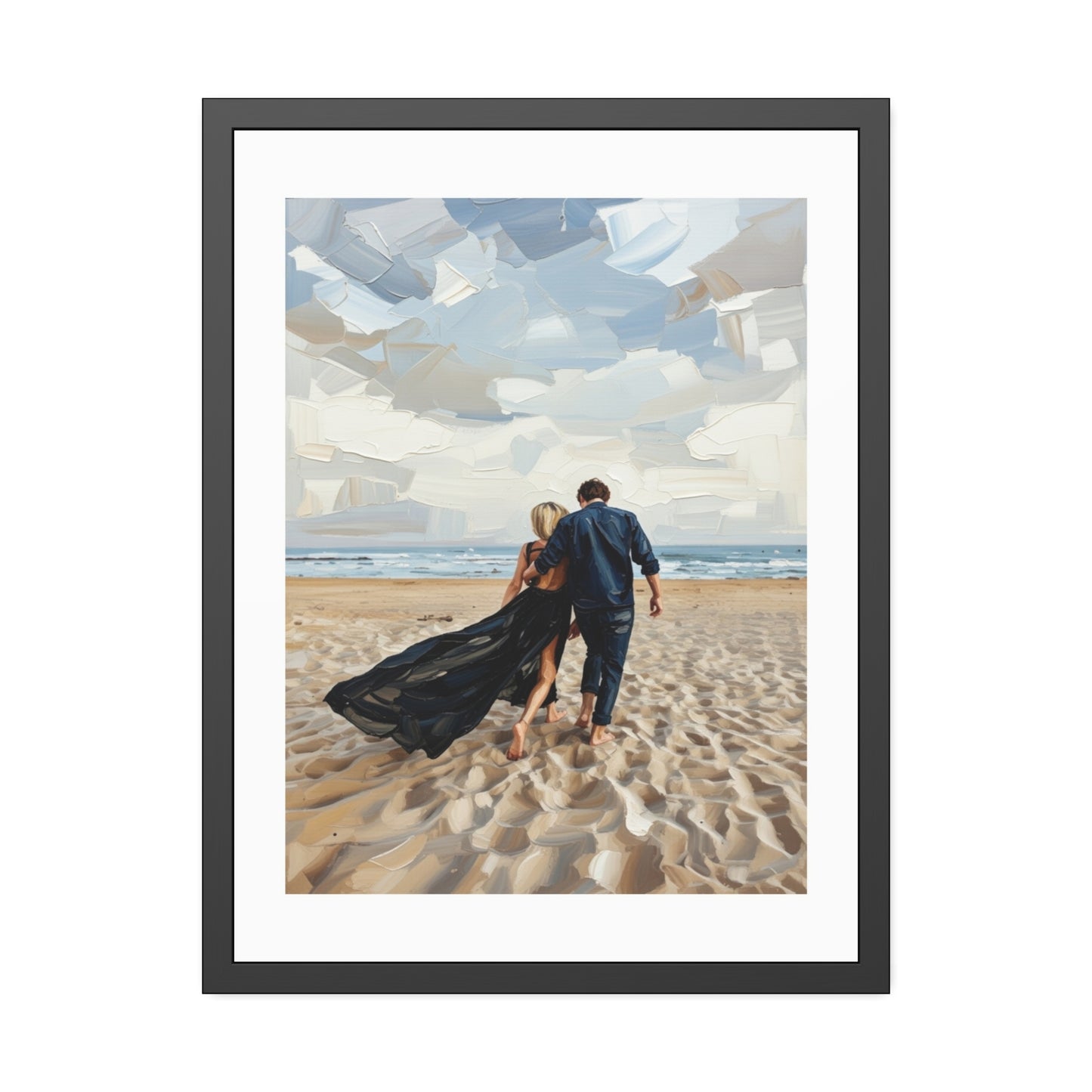Framed Poster — Romantic Beach Couple Art Print