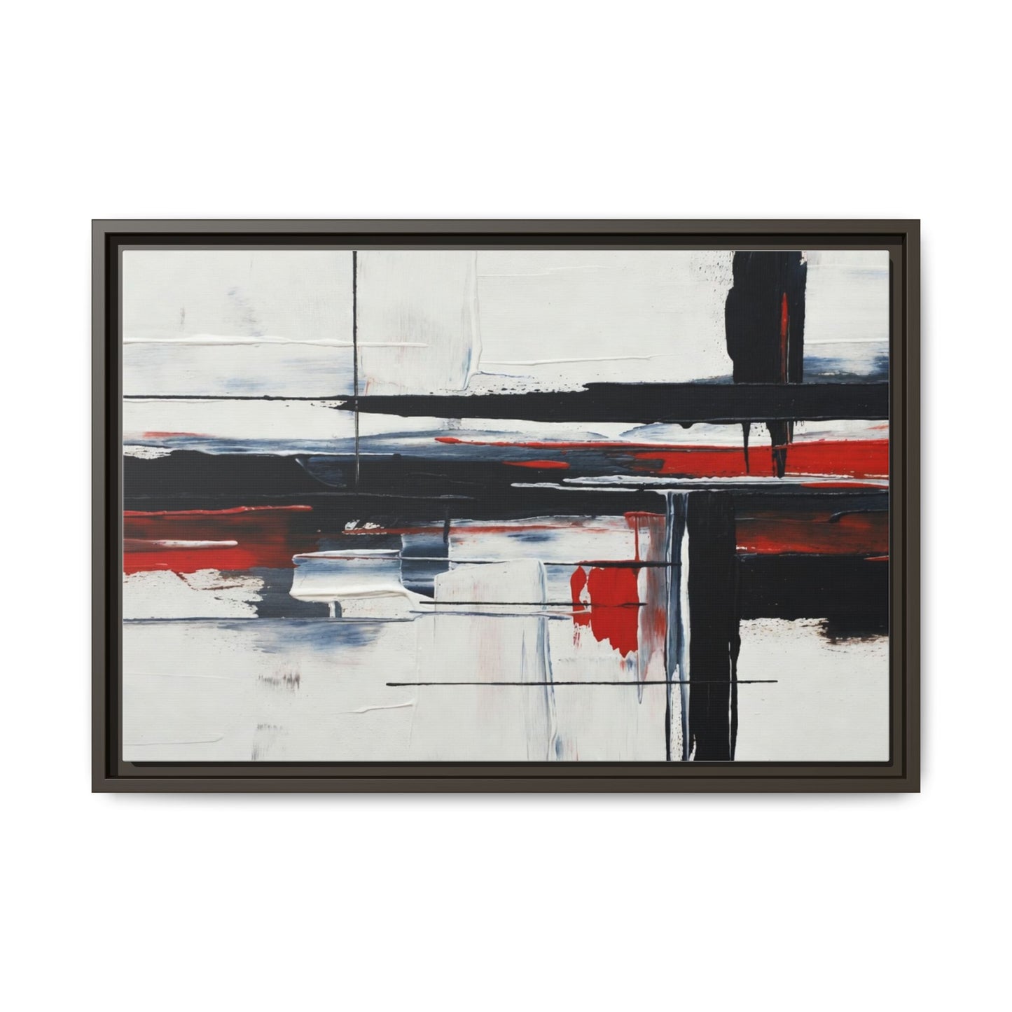 Abstract Red & Black Framed Canvas Art — Modern Matte Wall Painting