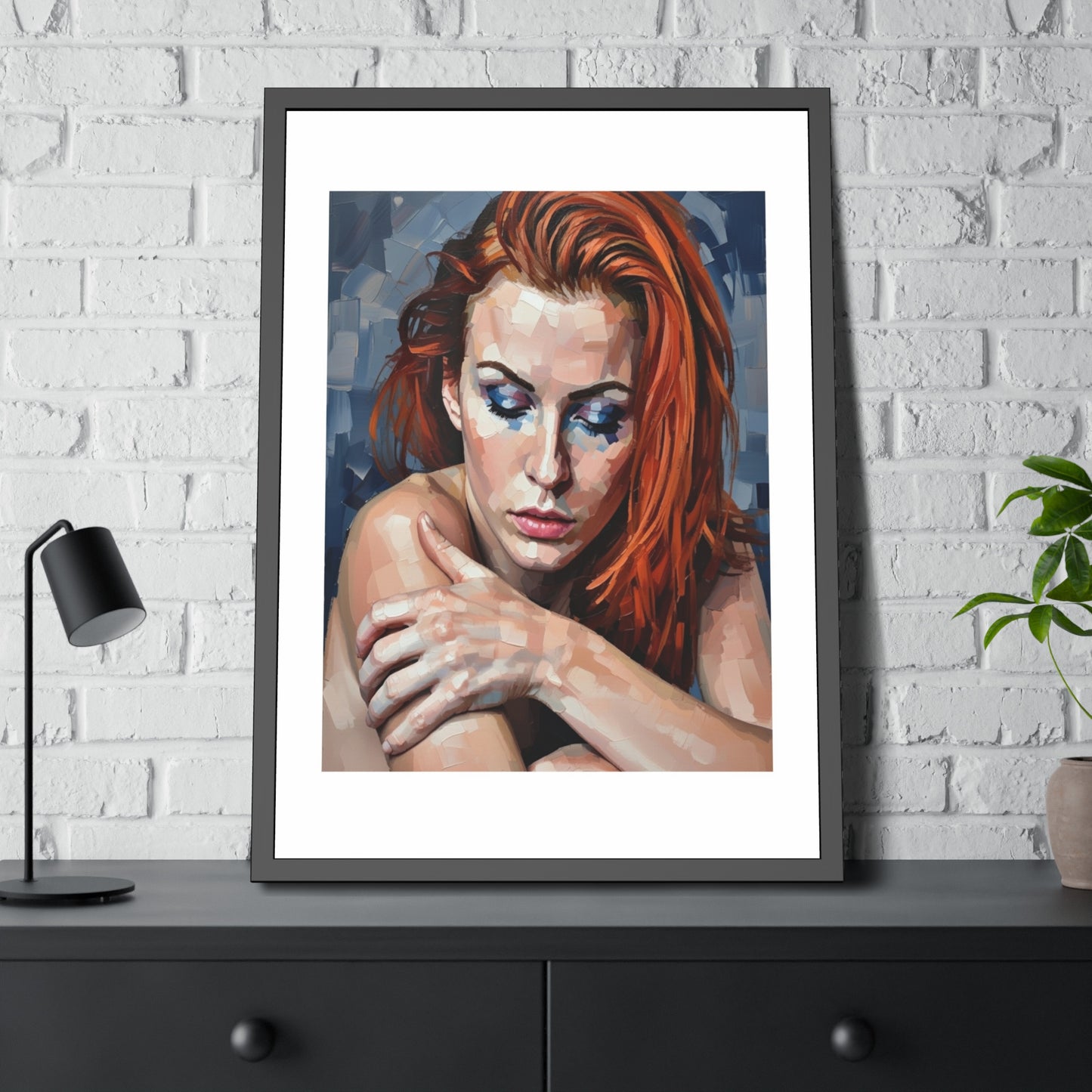 Framed Poster - Moody Redhead Portrait Art Print (Framed)