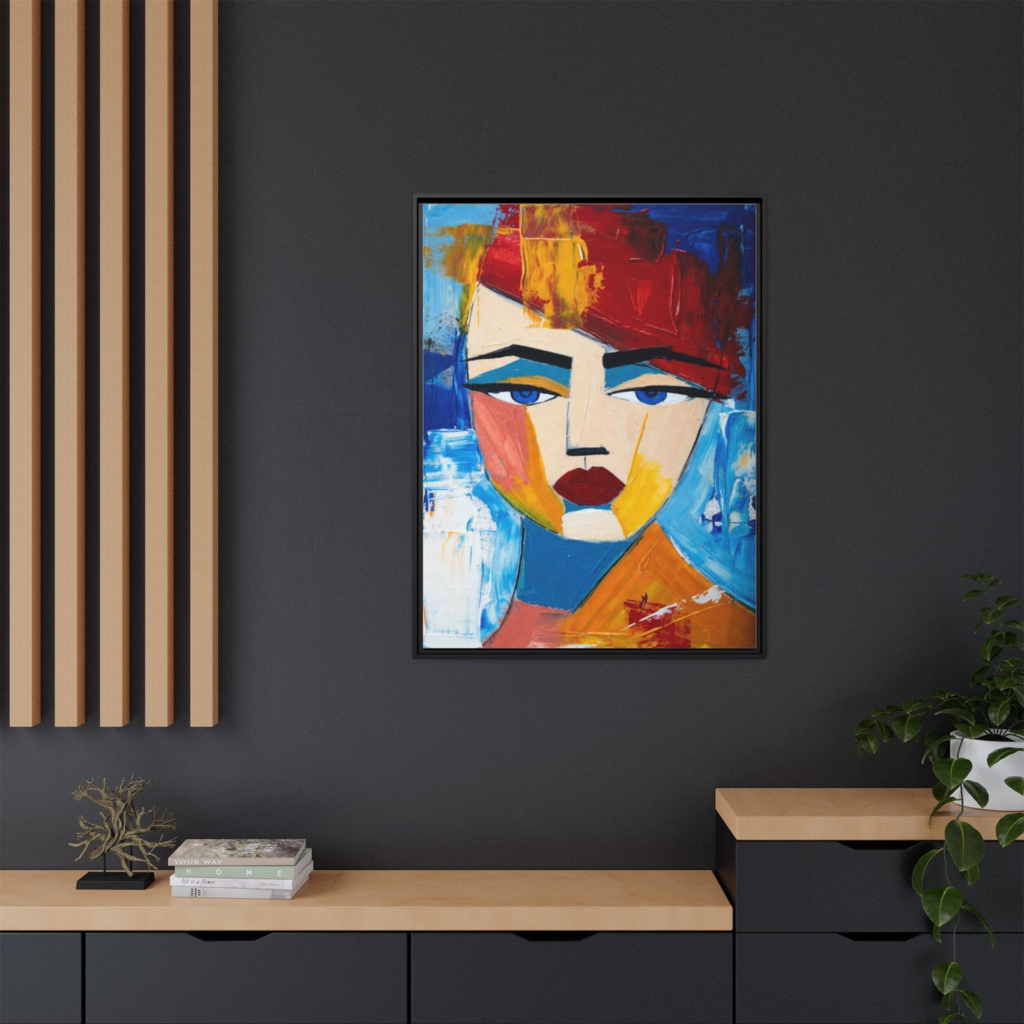 Abstract Colorful Portrait Framed Canvas Art