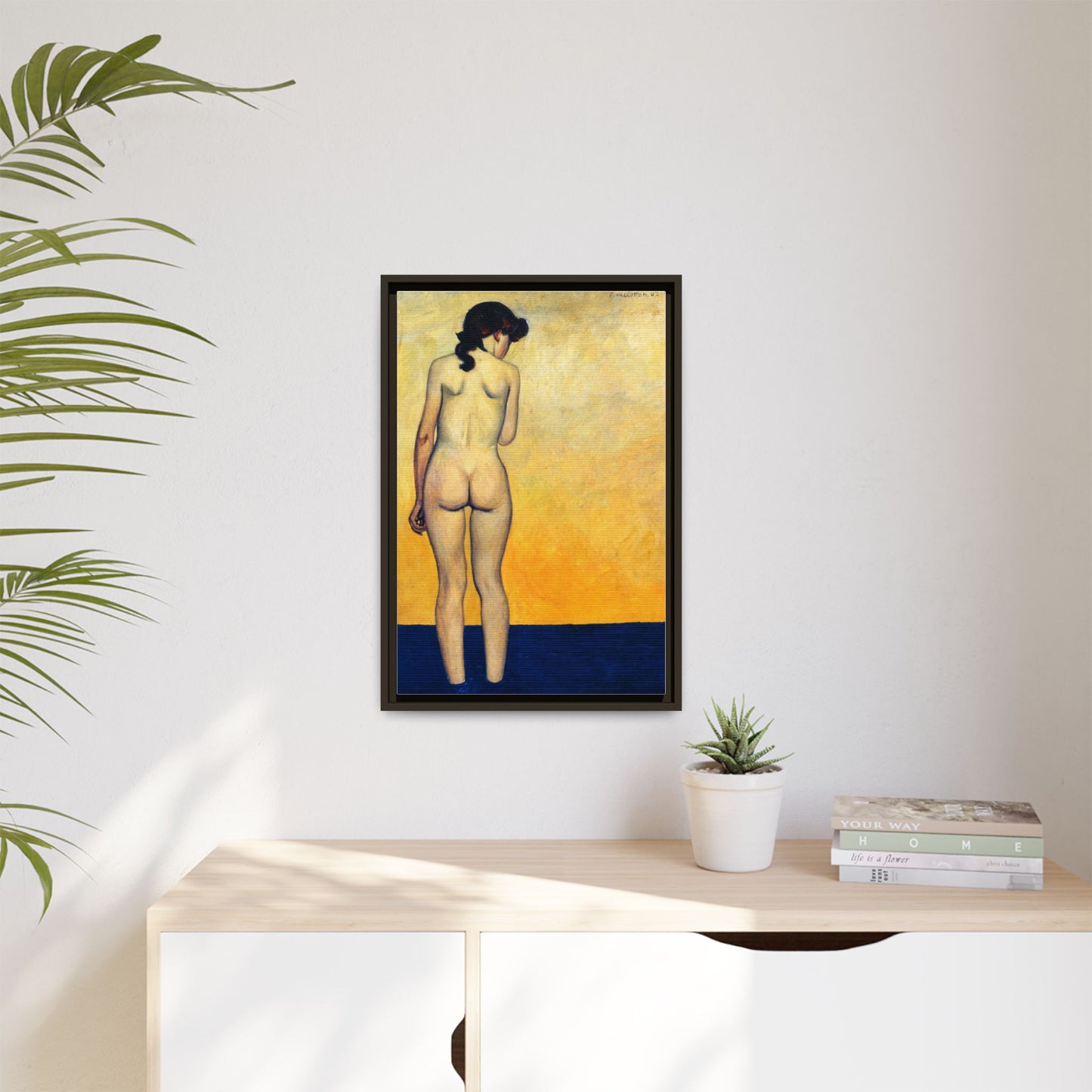 Adolescente entrant dans l'eau by Félix Vallotton Framed Matte Canvas Wall Art Print