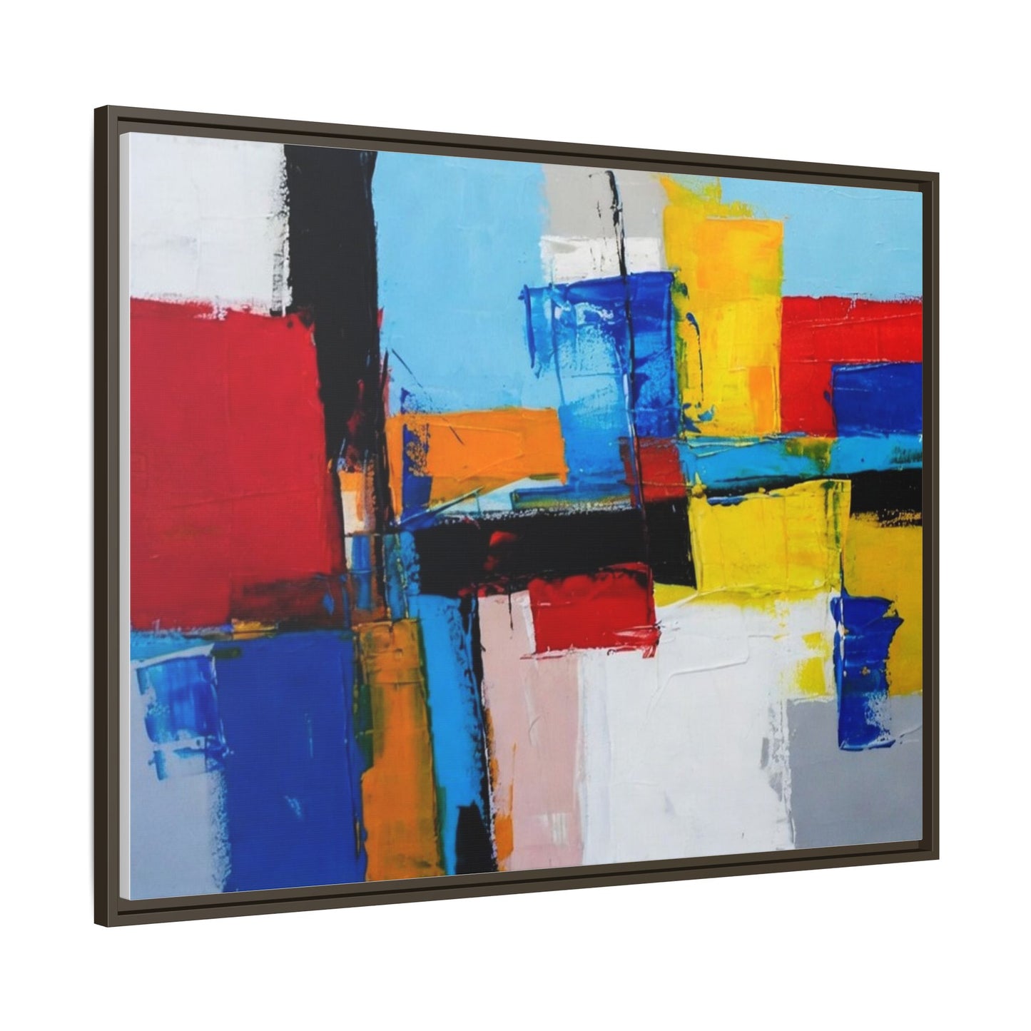 Abstract Color Block Matte Canvas Framed Wall Art