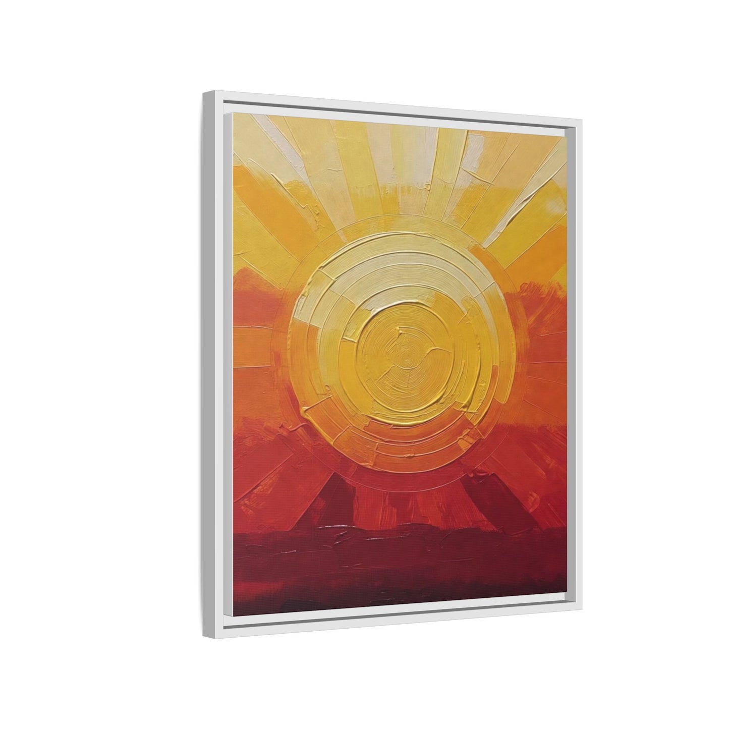 Sunburst Abstract Framed Canvas Art — Matte Multi‑Color Wall Print