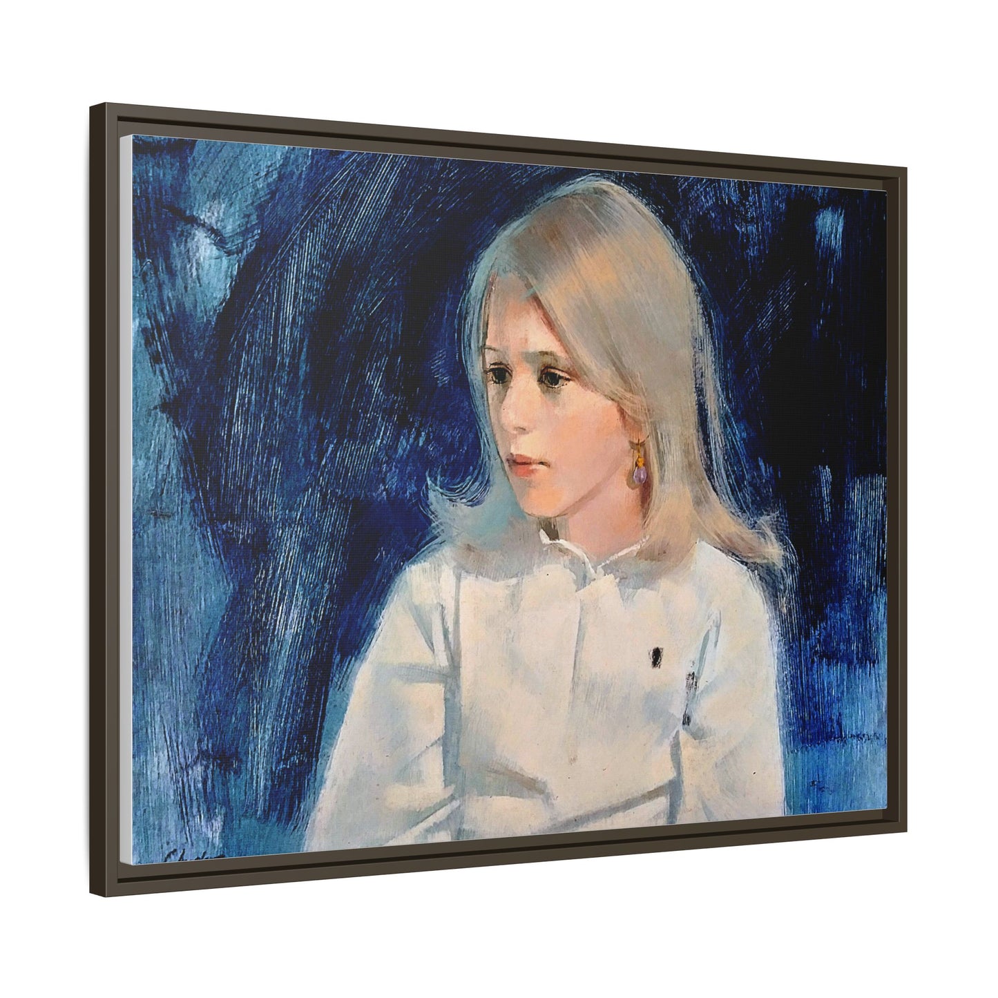Painting of girl by Unknown Artist Framed Matte Canvas Classic Wall Art