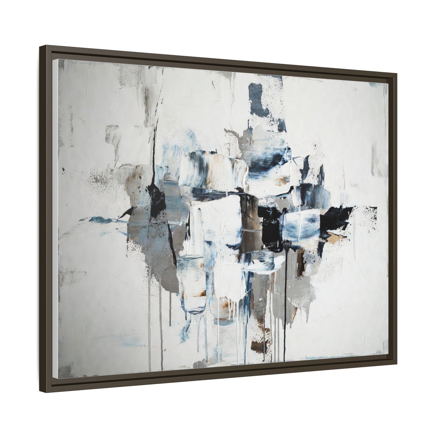 Framed Abstract Canvas Art — Blue Neutral Modern Wall Print