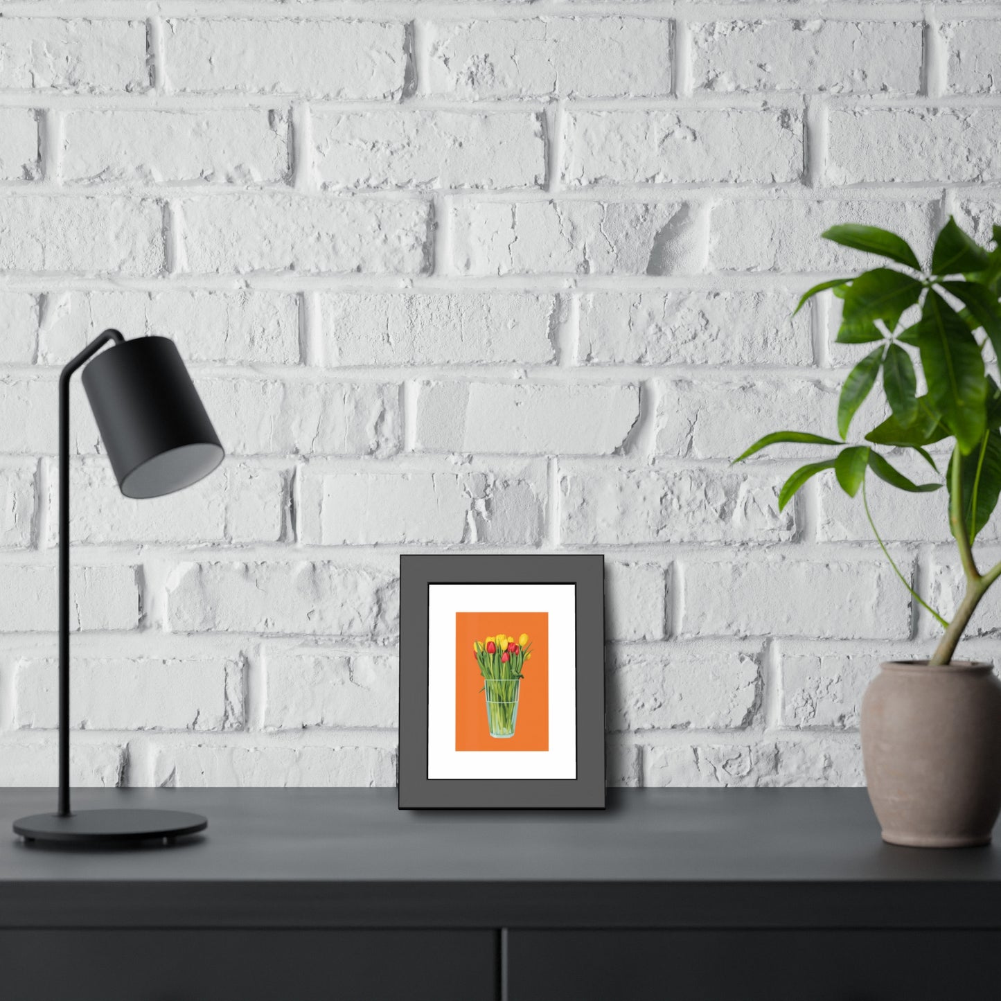 Framed Poster — Colorful Tulip Vase Wall Art (Spring Floral Print)