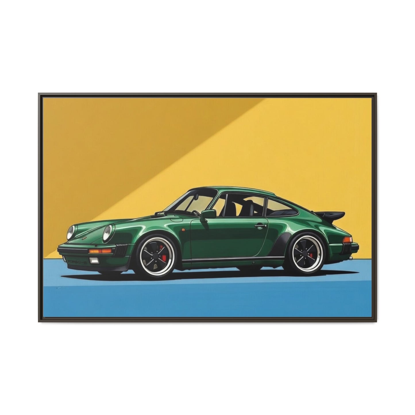 Framed Matte Canvas — Green Sports Car Wall Art