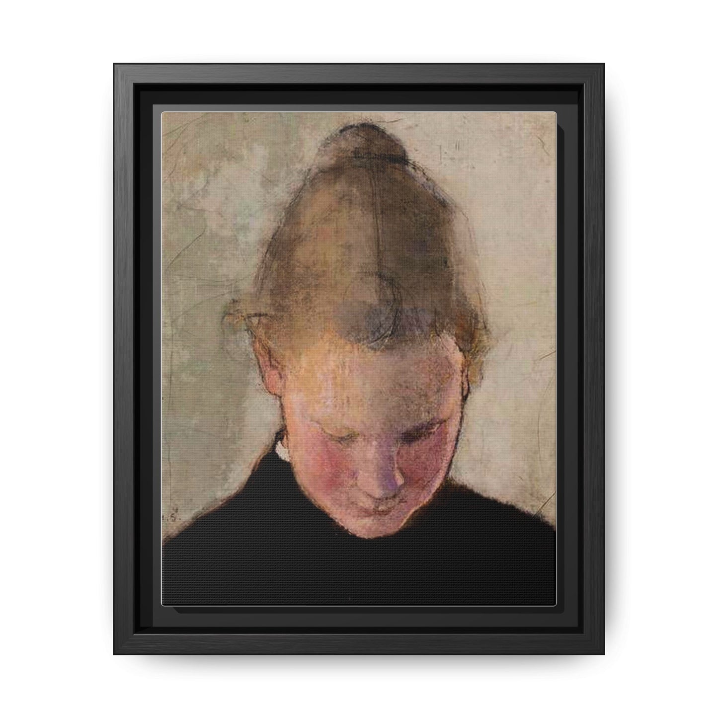 Lukeva tytto by Helena Schjerfbeck Framed Matte Canvas Art Print