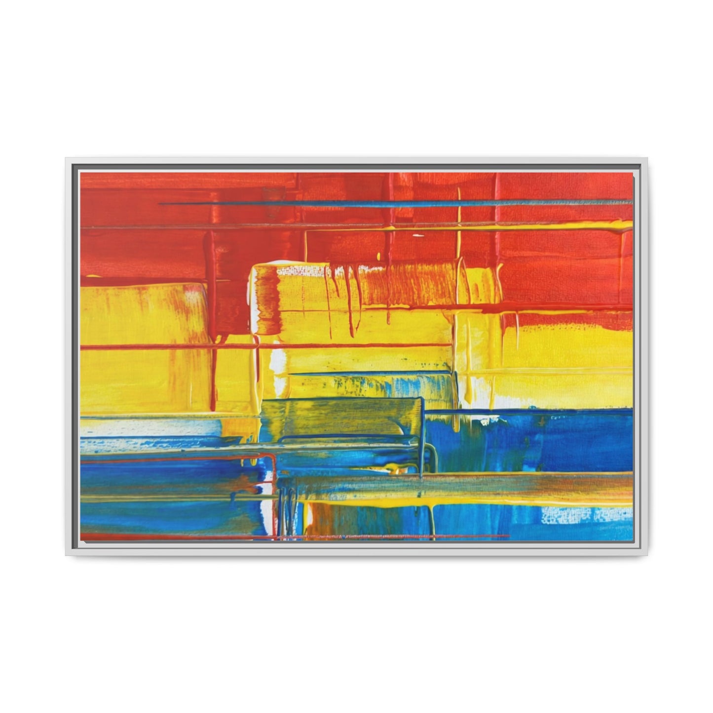 Abstract Multi-Color Framed Canvas Art — Modern Geometric Wall Decor