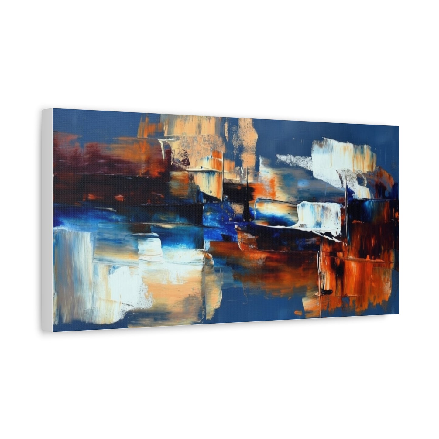 Abstract Blue & Orange Canvas Wall Art — Modern Matte Stretched Canvas