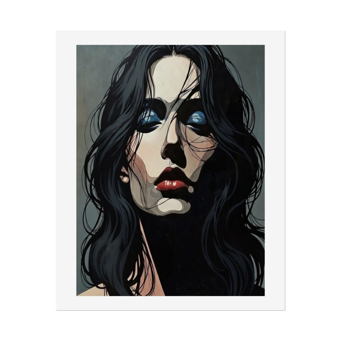 Rolled Poster — Moody Portrait Art Print (Dark Femme, Blue Eyeshadow)