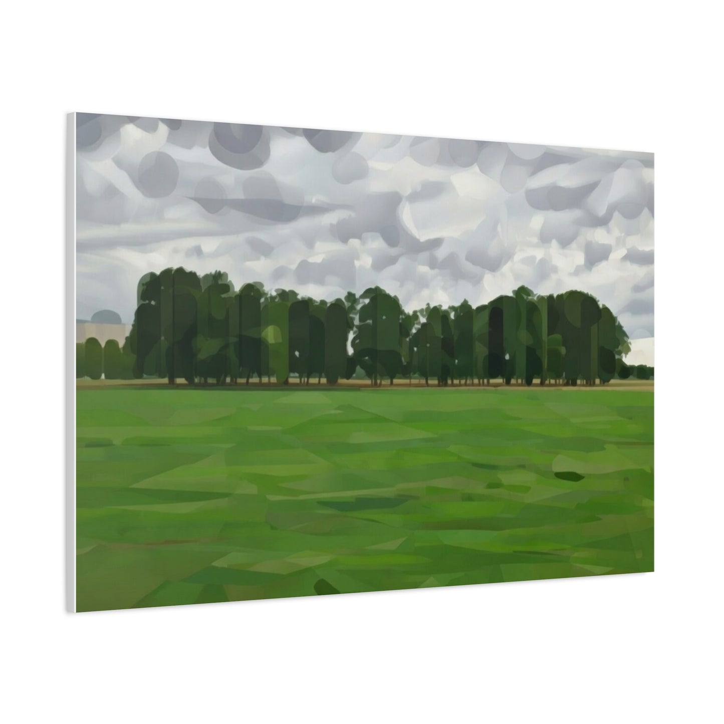 Green Field Landscape Canvas Print — Tranquil Park Scene Matte Stretched Canvas
