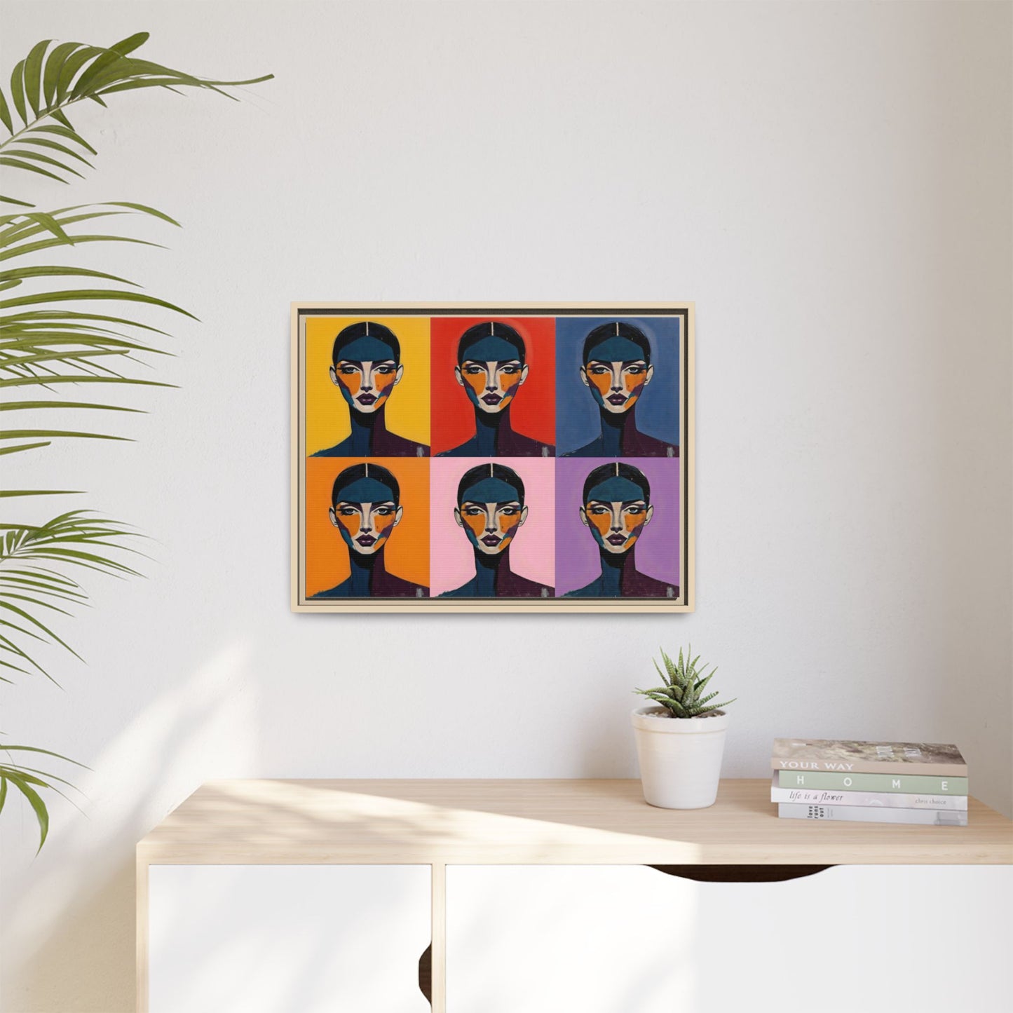 Pop Art Portrait Matte Canvas — Framed Multi-Color Wall Art