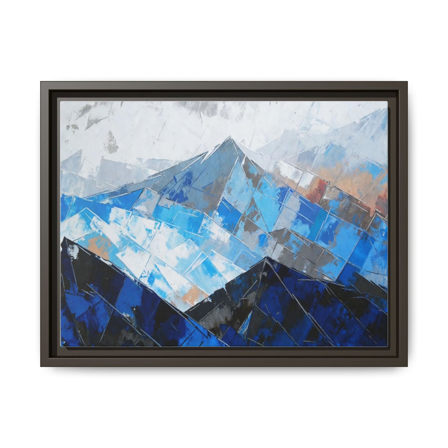 Framed Matte Canvas Blue Mountain Abstract Wall Art