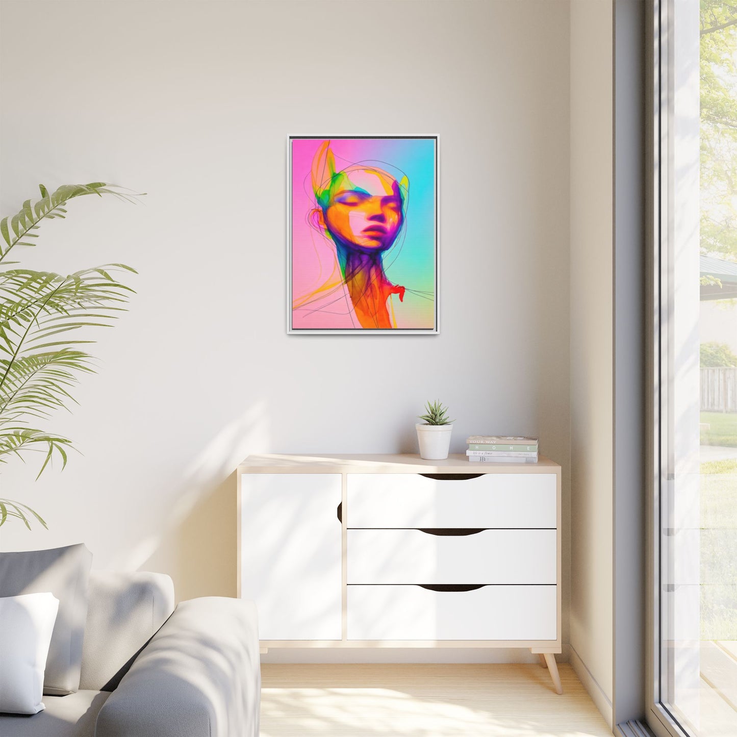 Framed Matte Canvas Art — Vibrant Abstract Portrait Wall Print