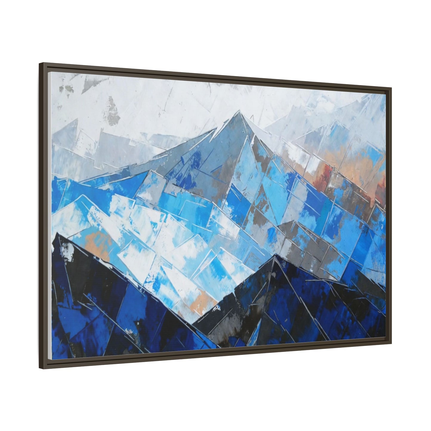 Framed Matte Canvas Blue Mountain Abstract Wall Art