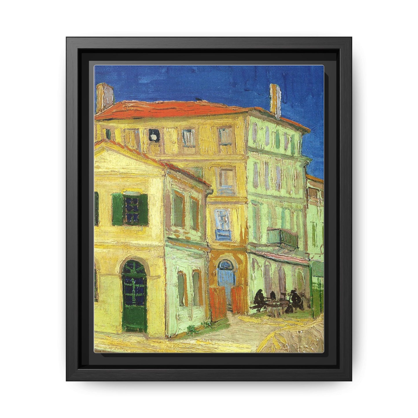 Mediterranean Street Scene Matte Canvas Framed Wall Art