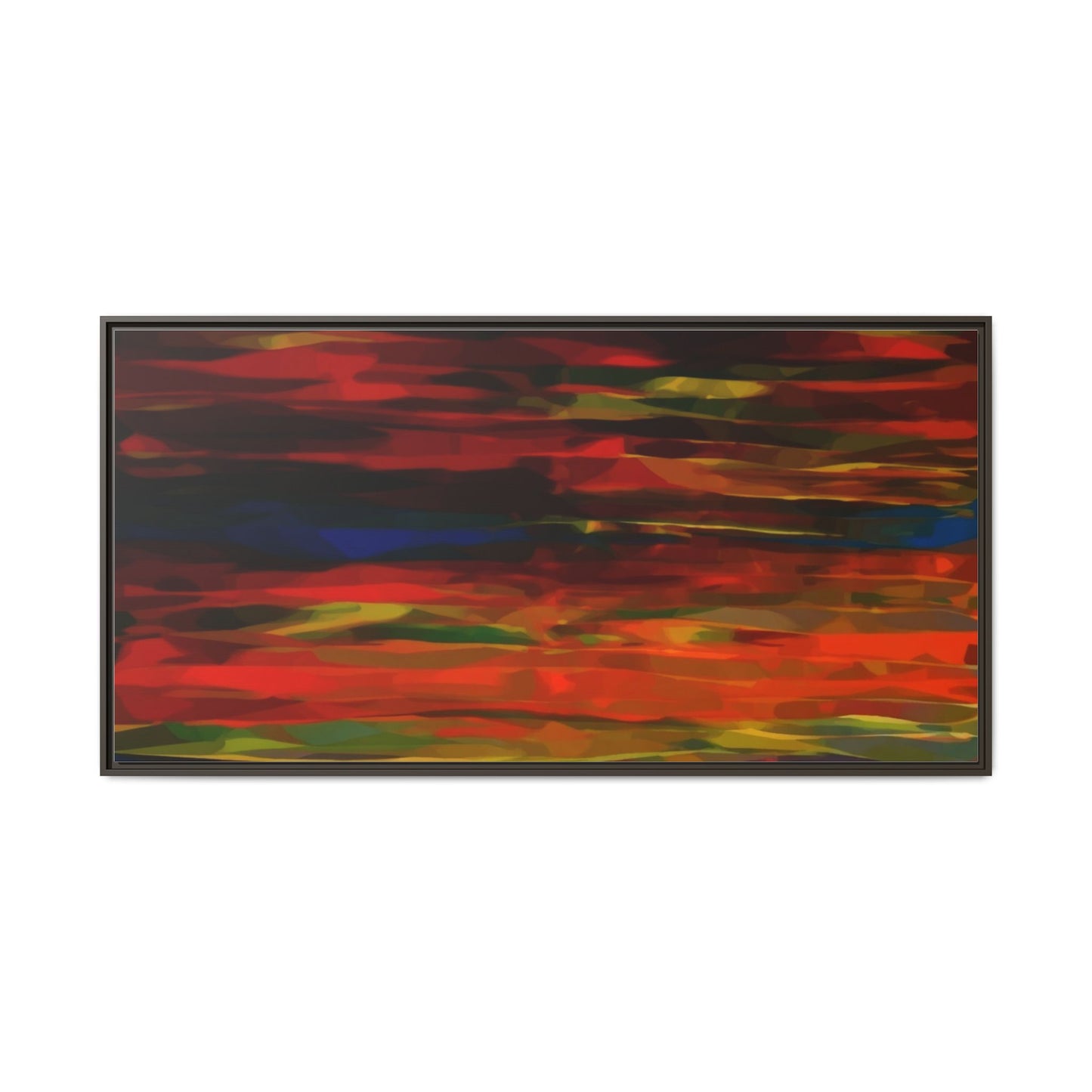 Abstract Multi-Color Matte Canvas Framed Wall Art — Bold Red & Blue Modern Painting