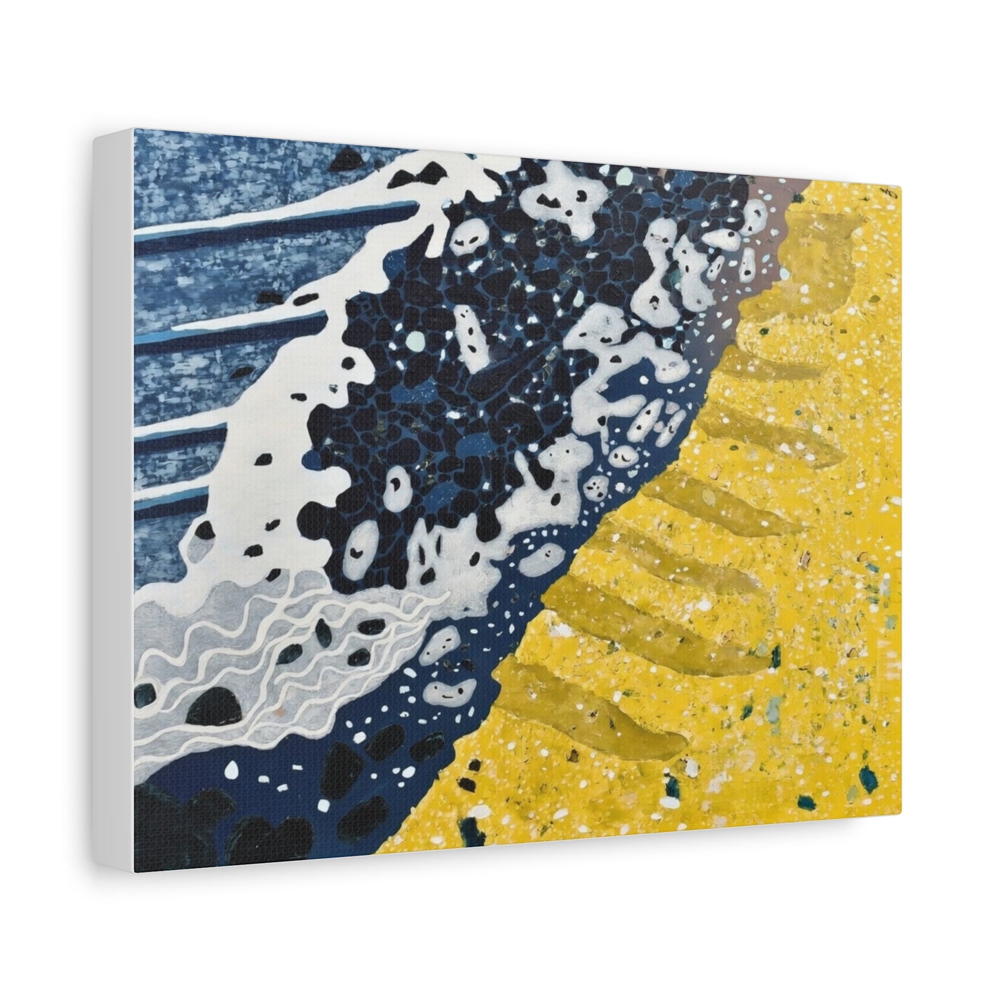 Abstract Blue & Yellow Fluid Art Canvas Print — Matte Stretched Wall Art