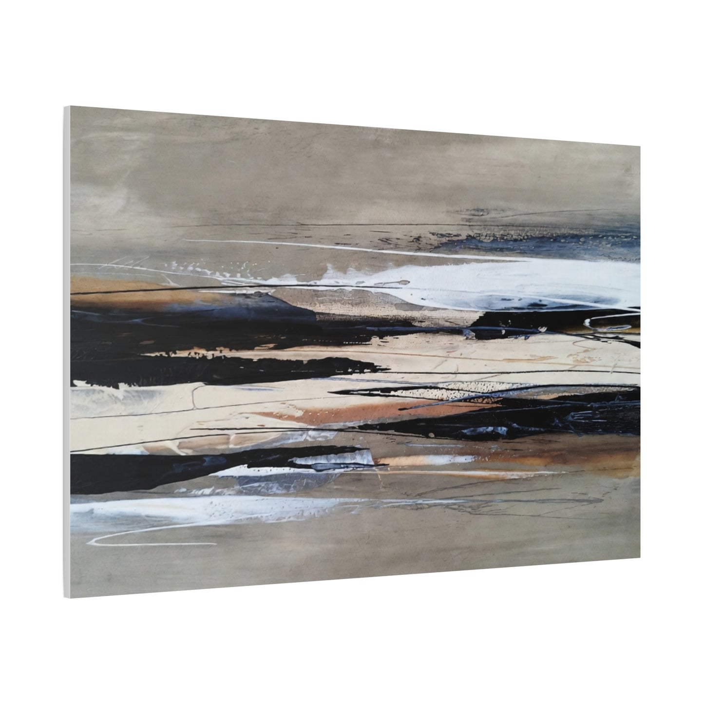 Abstract Coastal Landscape Canvas — Neutral Tones Matte Stretched Wall Art