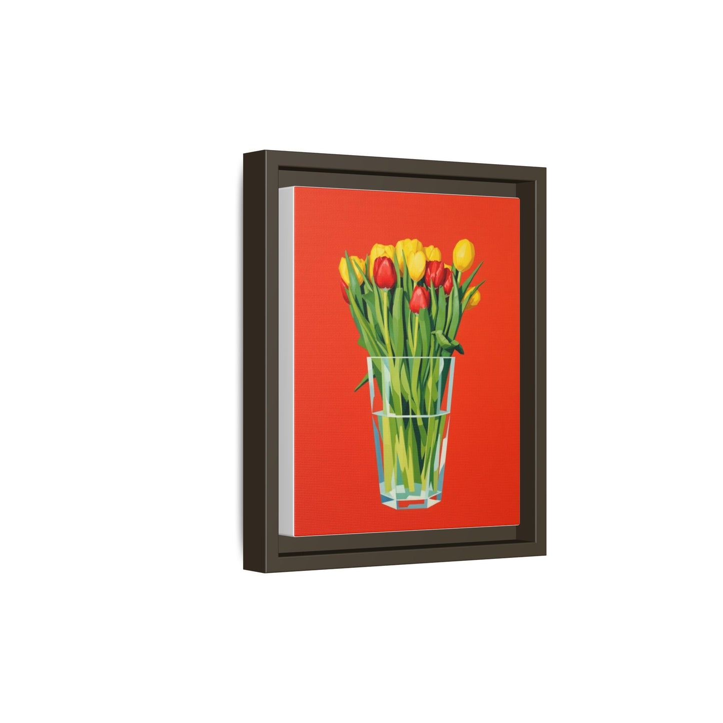 Framed Tulip Bouquet Matte Canvas Art — Vibrant Red Floral Wall Print