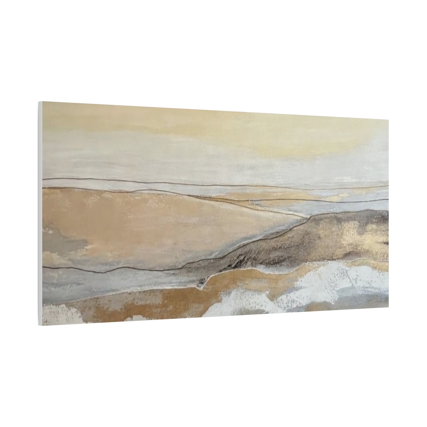 Abstract Coastal Landscape Canvas — Neutral Seascape Matte Stretched Wall Art