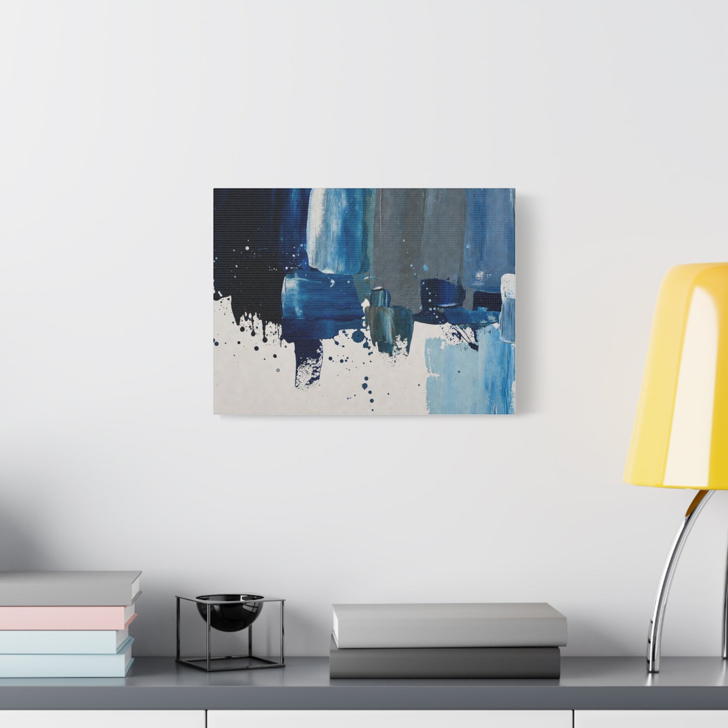 Blue Abstract Canvas Wall Art – Modern Matte Stretched Canvas