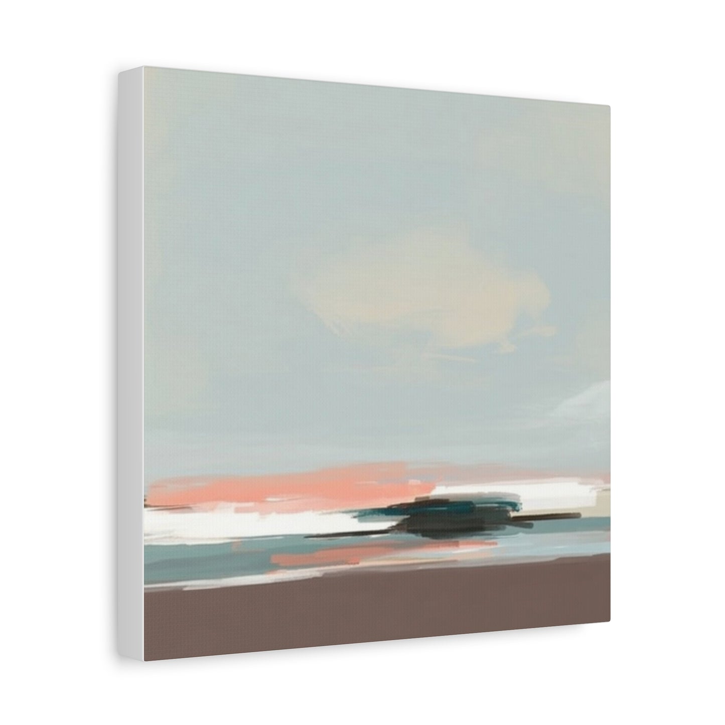 Coastal Abstract Canvas Art – Soft Pastel Seascape Matte Stretched Canvas