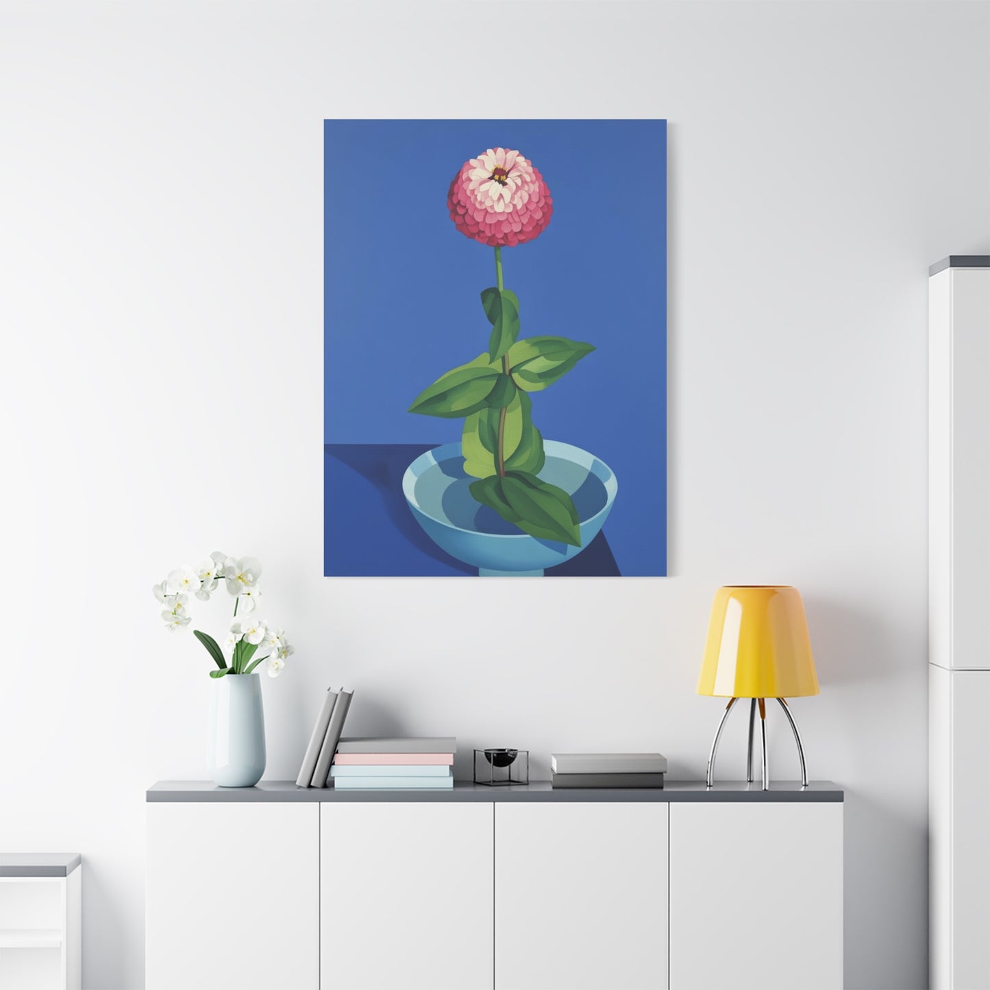 Pink Zinnia Still Life Matte Canvas Wall Art — Stretched 1.25"
