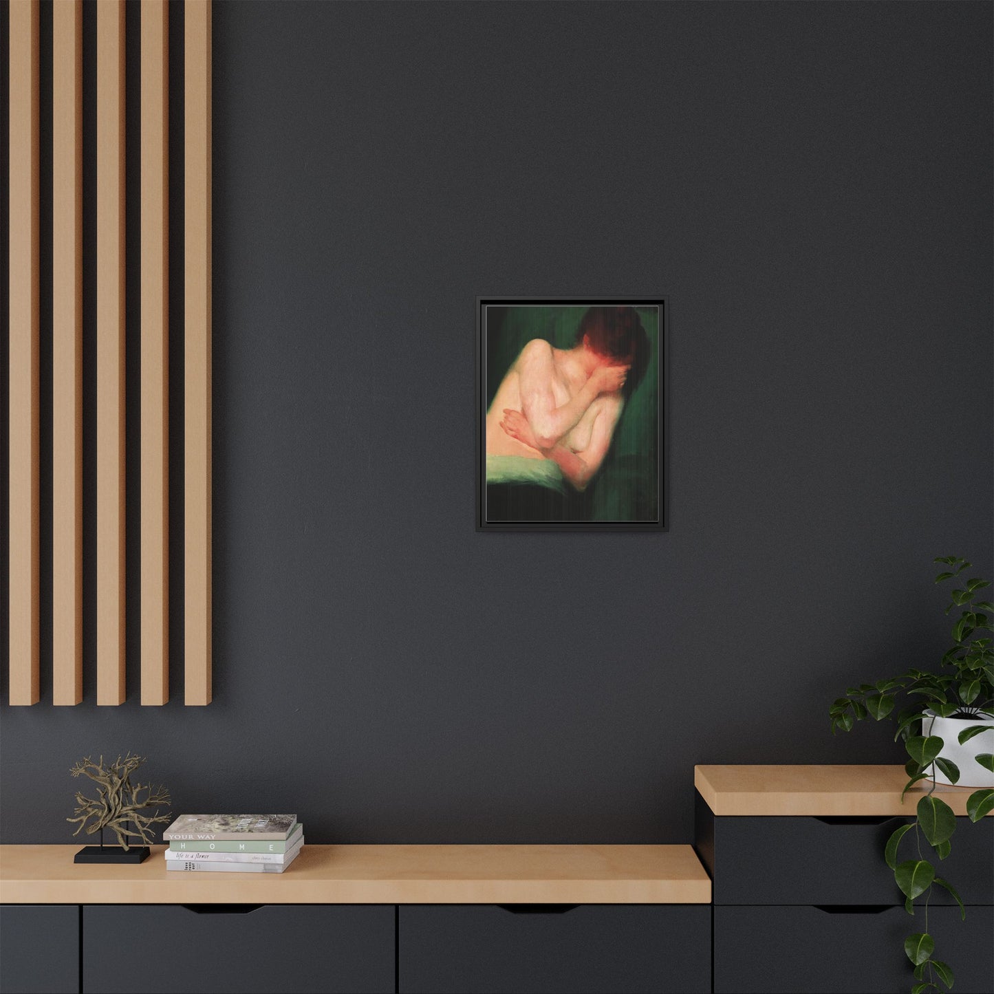 Female Nude by János Vaszary Framed Matte Canvas Wall Art Print