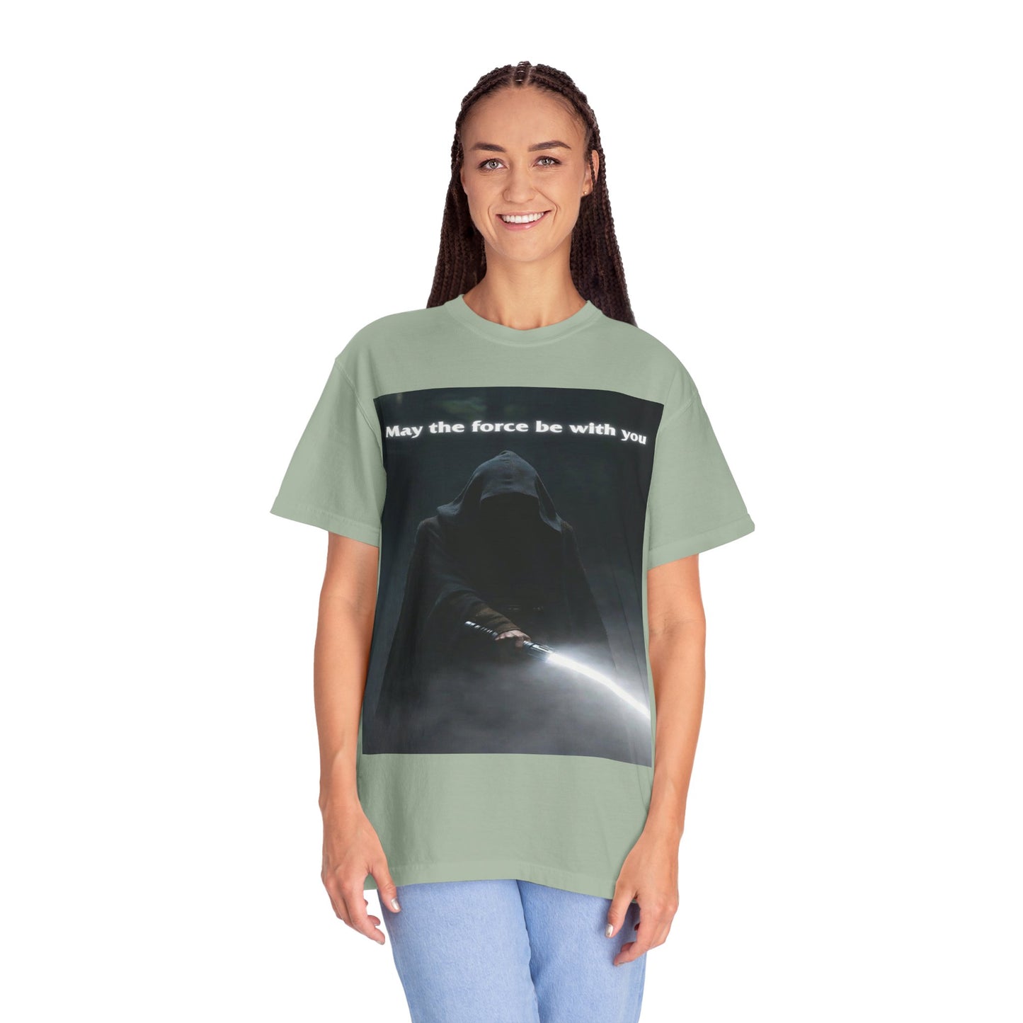 May the Force Be With You T-Shirt — Dark Hooded Lightsaber Graphic Tee