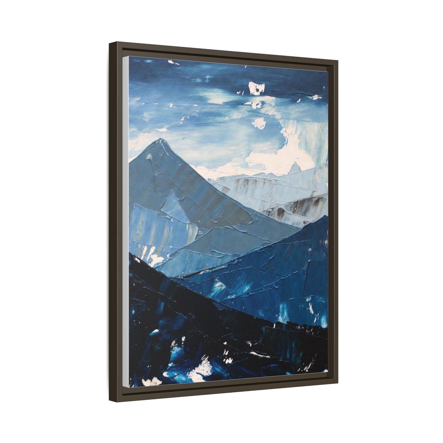 Blue Mountain Landscape Matte Canvas Framed | Abstract Mountain Wall Art